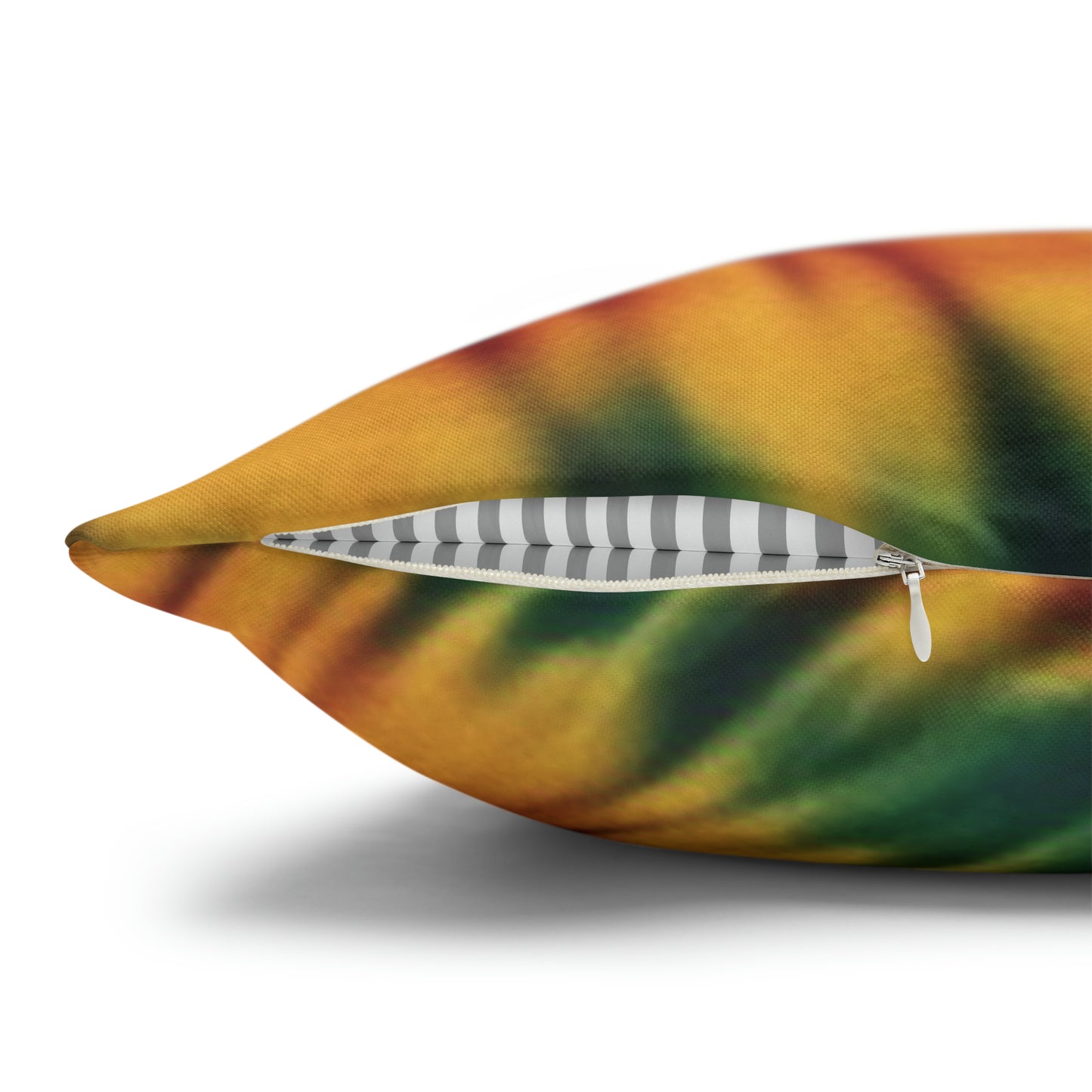 Spun Polyester Square Pillowcase Orange/Green Tie Dye