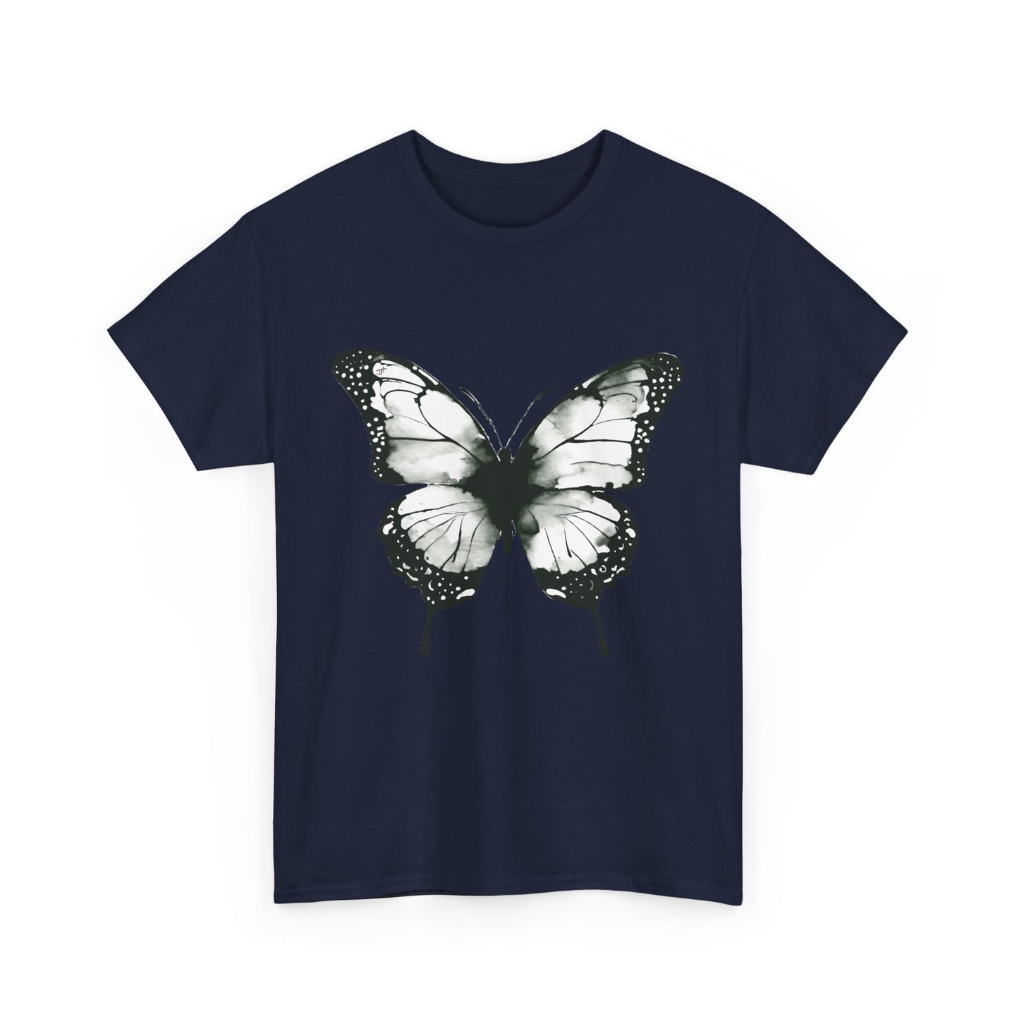Unisex Heavy Cotton Tee - Butterfly Tee Shirt - Black & White