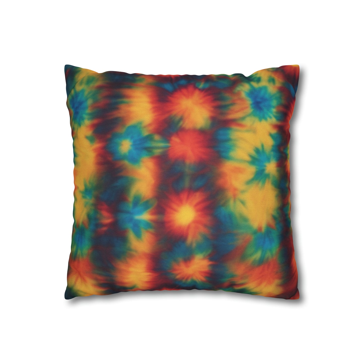 Spun Polyester Square Pillowcase Floral Tie Dye