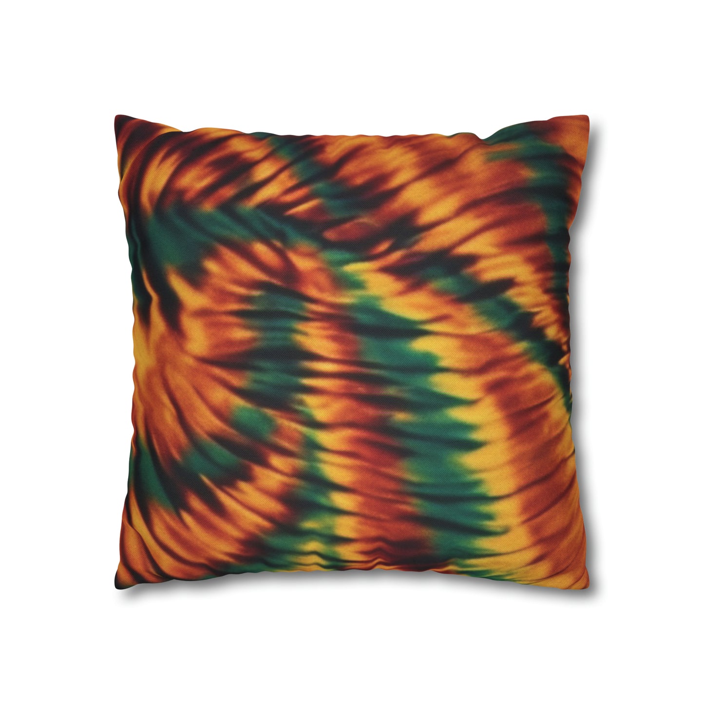 Spun Polyester Square Pillowcase Orange/Green Tie Dye