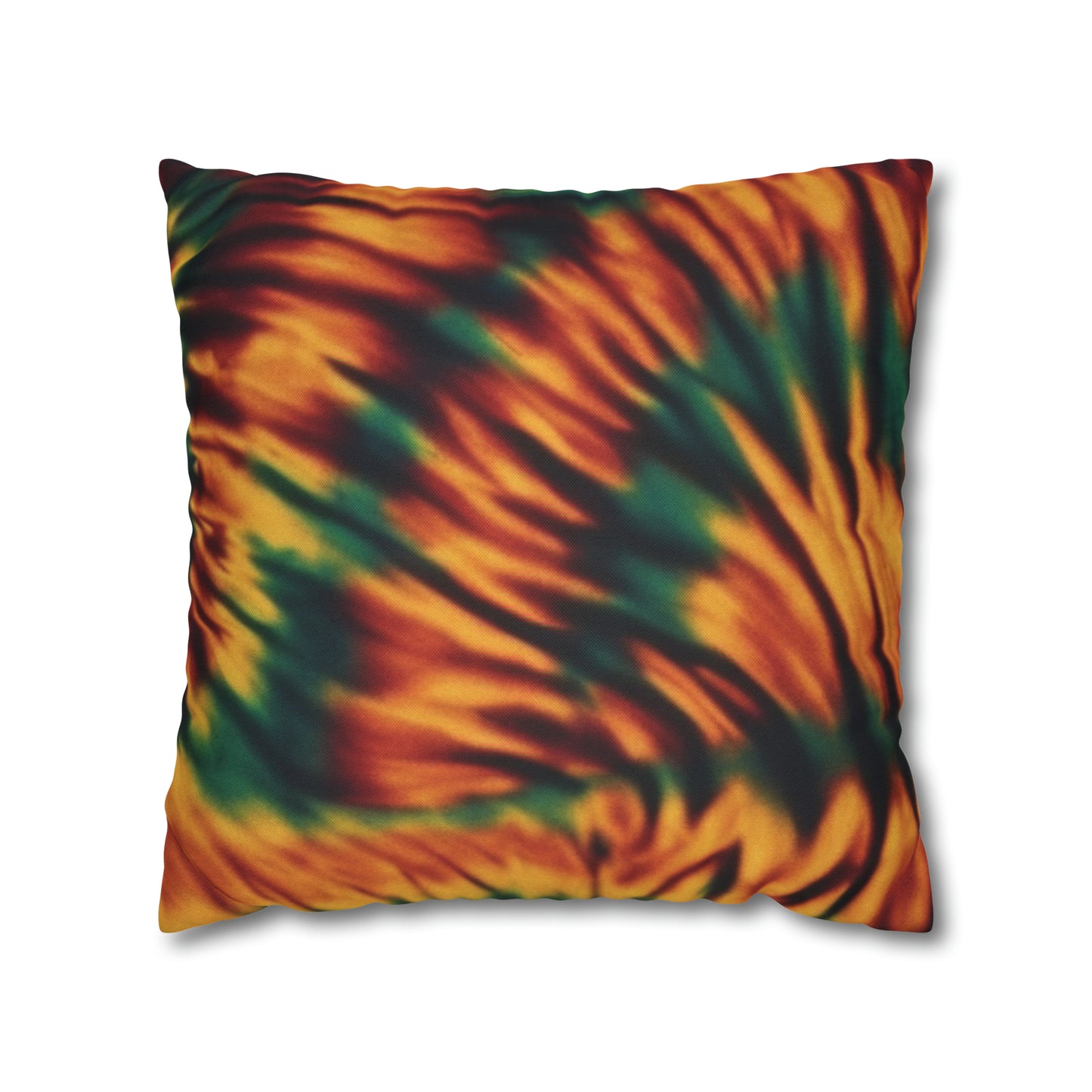 Spun Polyester Square Pillowcase Orange/Green Tie Dye