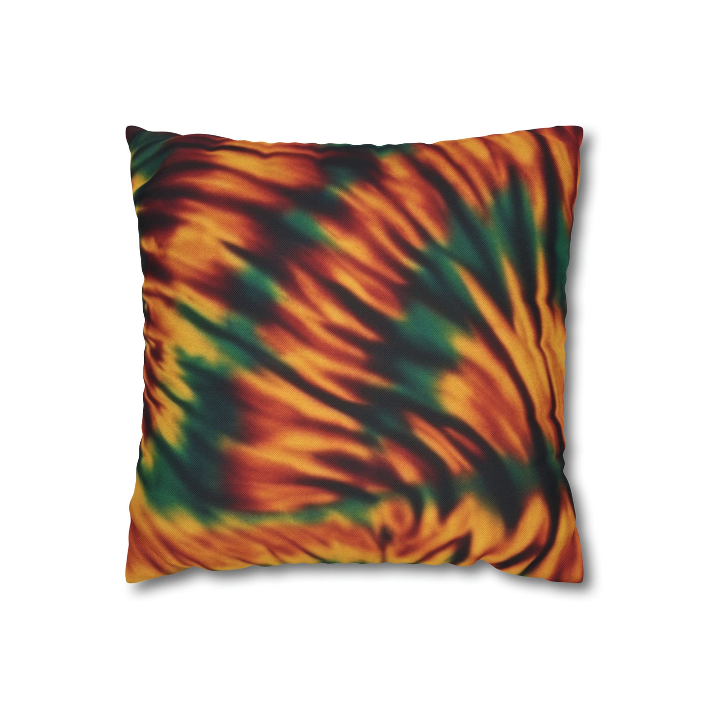 Spun Polyester Square Pillowcase Orange/Green Tie Dye