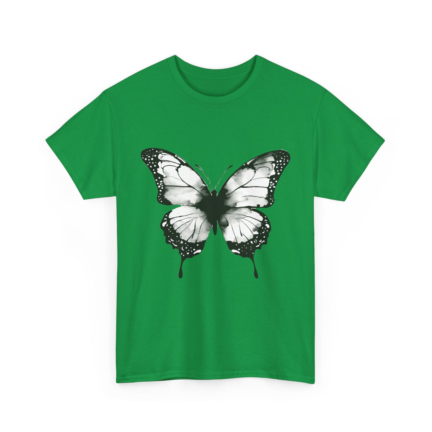 Unisex Heavy Cotton Tee - Butterfly Tee Shirt - Black & White