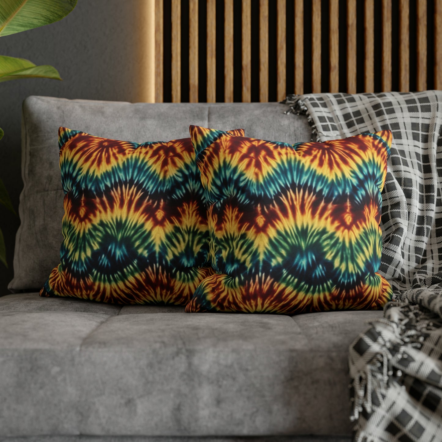 Spun Polyester Square Pillowcase Tie Dye Multi