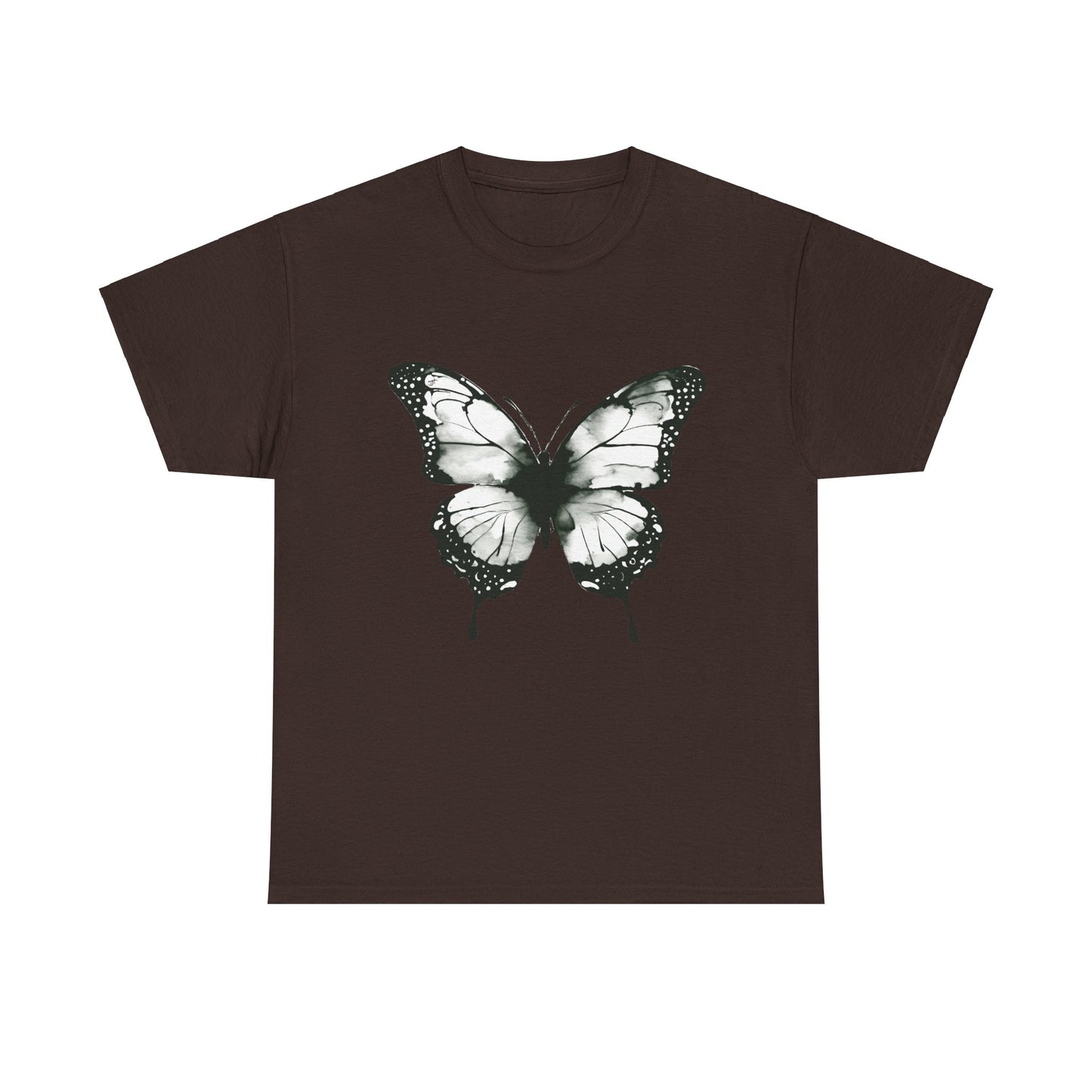 Unisex Heavy Cotton Tee - Butterfly Tee Shirt - Black & White