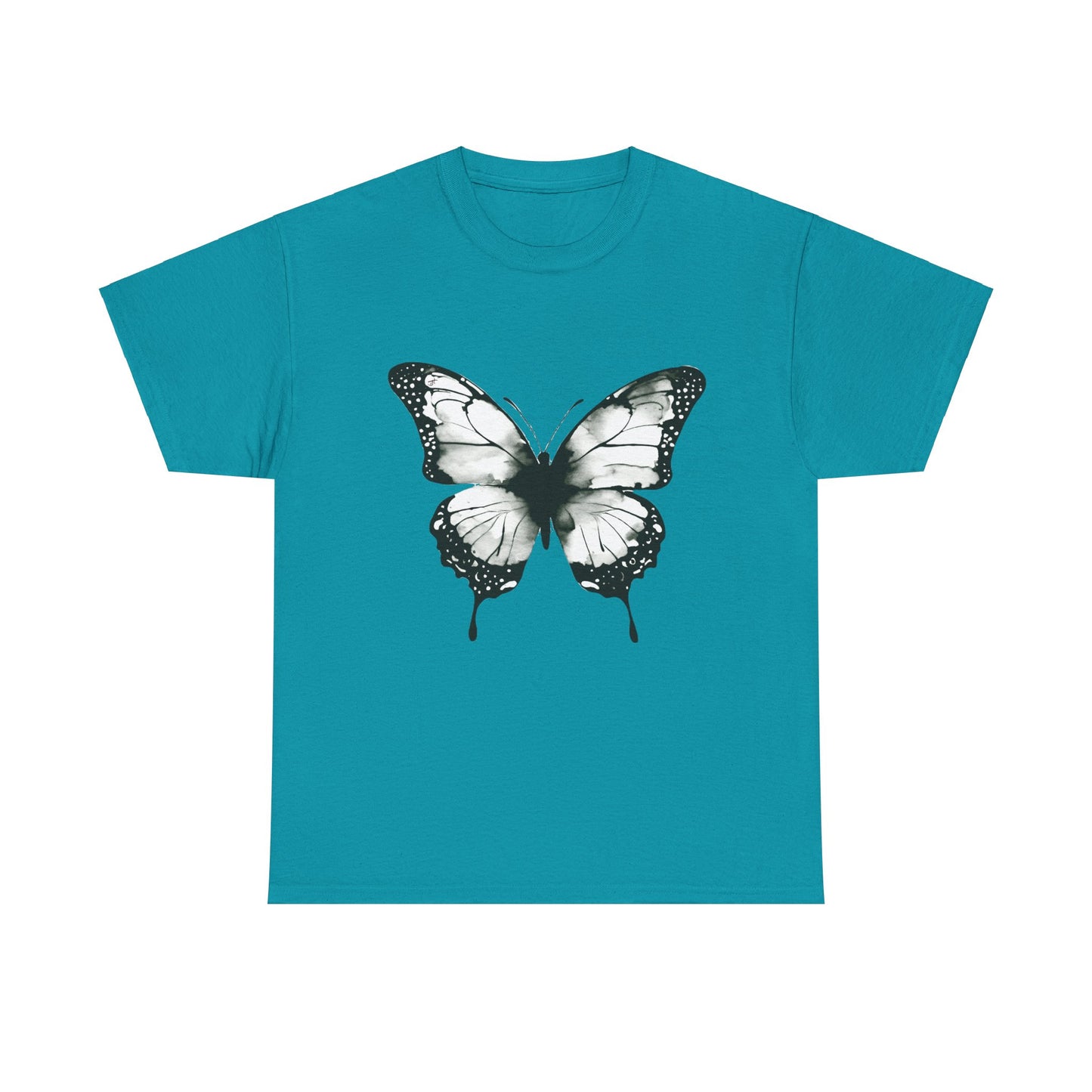 Unisex Heavy Cotton Tee - Butterfly Tee Shirt - Black & White