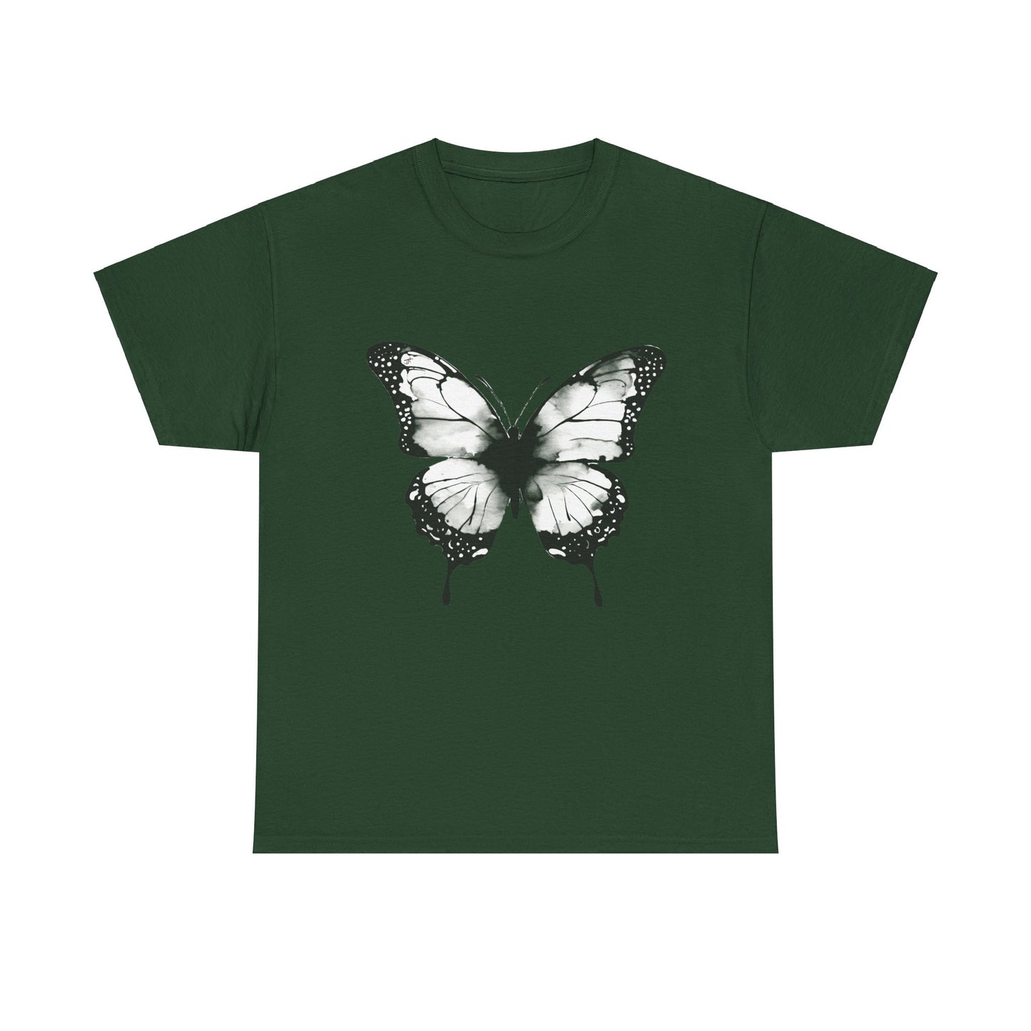 Unisex Heavy Cotton Tee - Butterfly Tee Shirt - Black & White