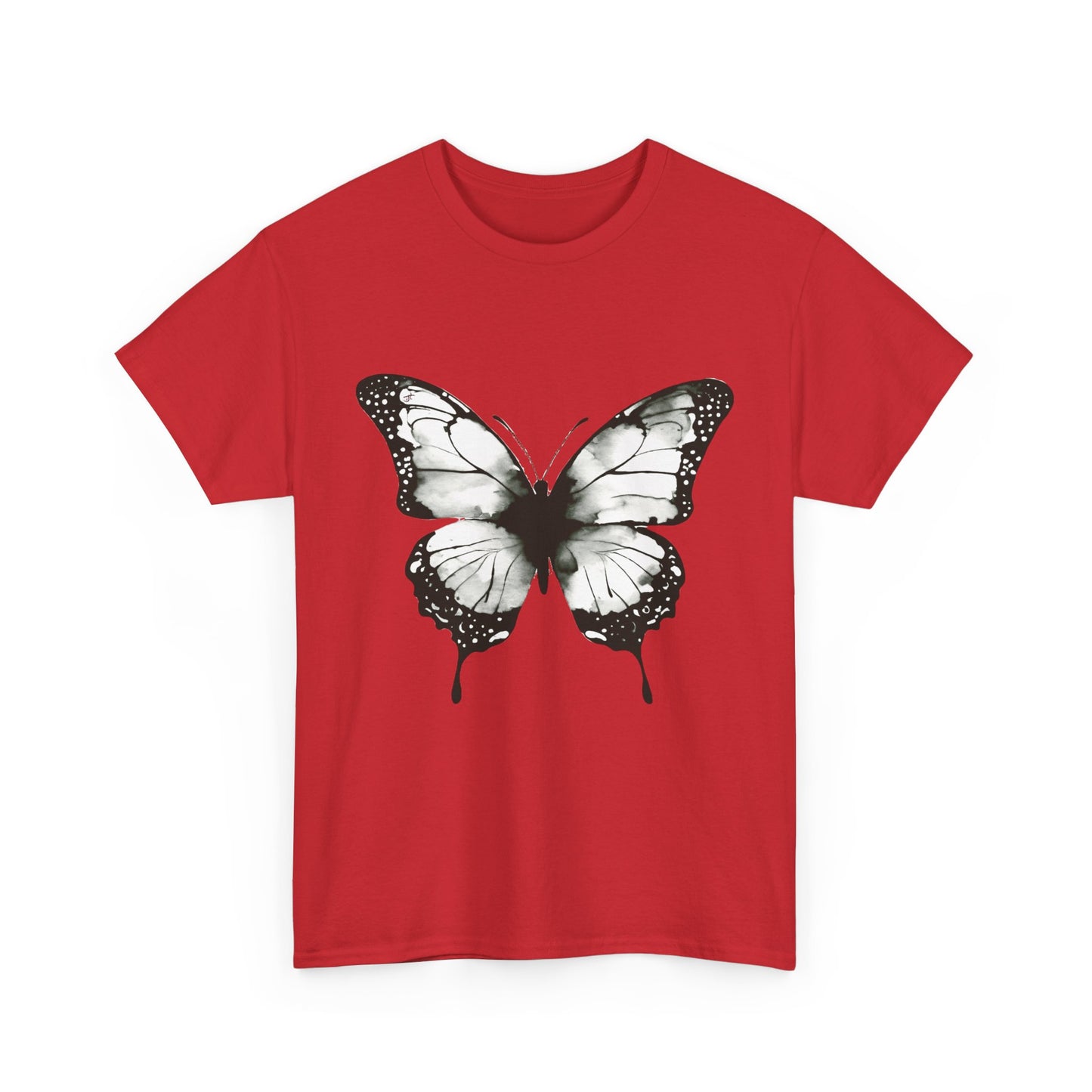 Unisex Heavy Cotton Tee - Butterfly Tee Shirt - Black & White