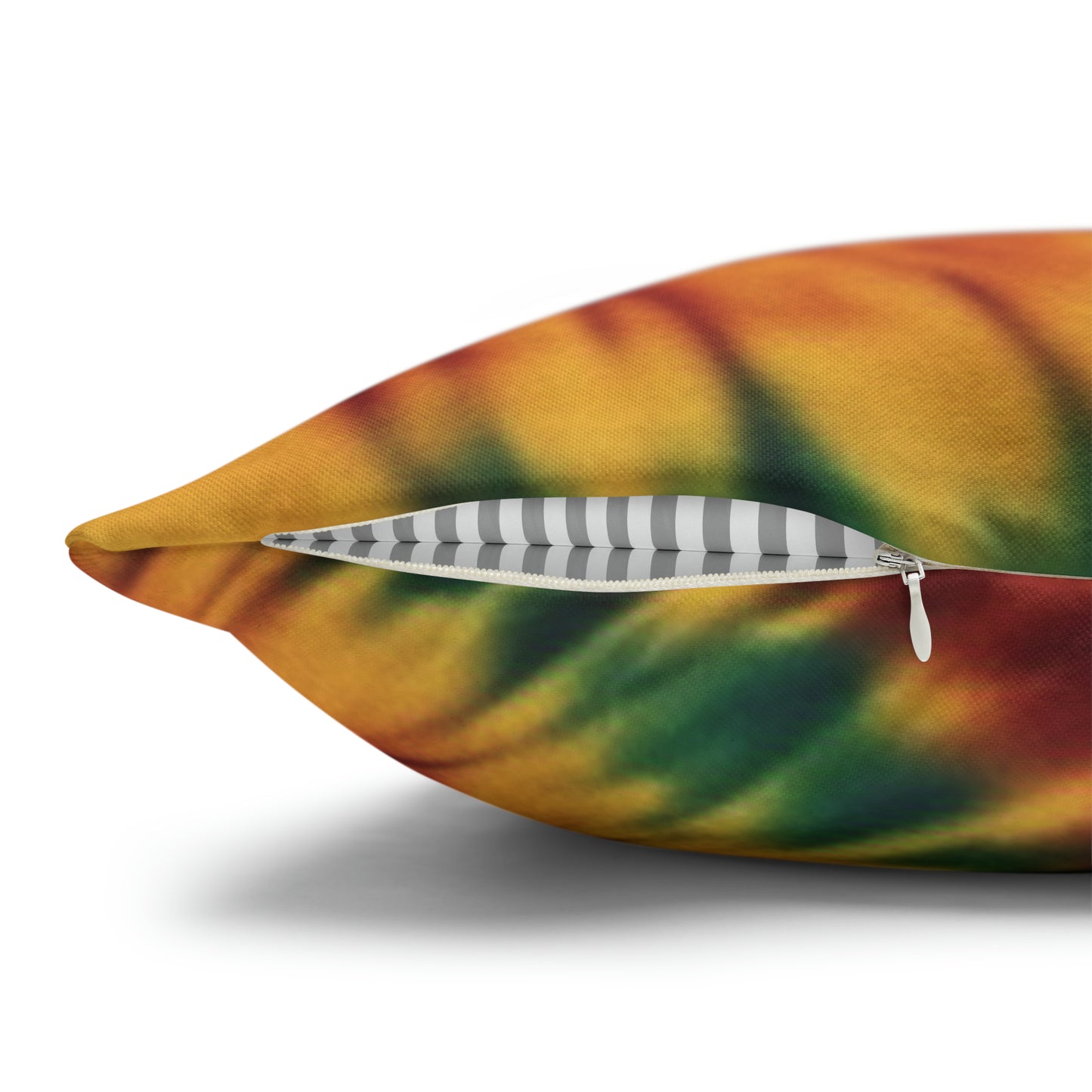 Spun Polyester Square Pillowcase Orange/Green Tie Dye