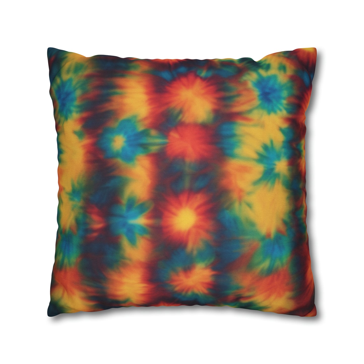 Spun Polyester Square Pillowcase Floral Tie Dye