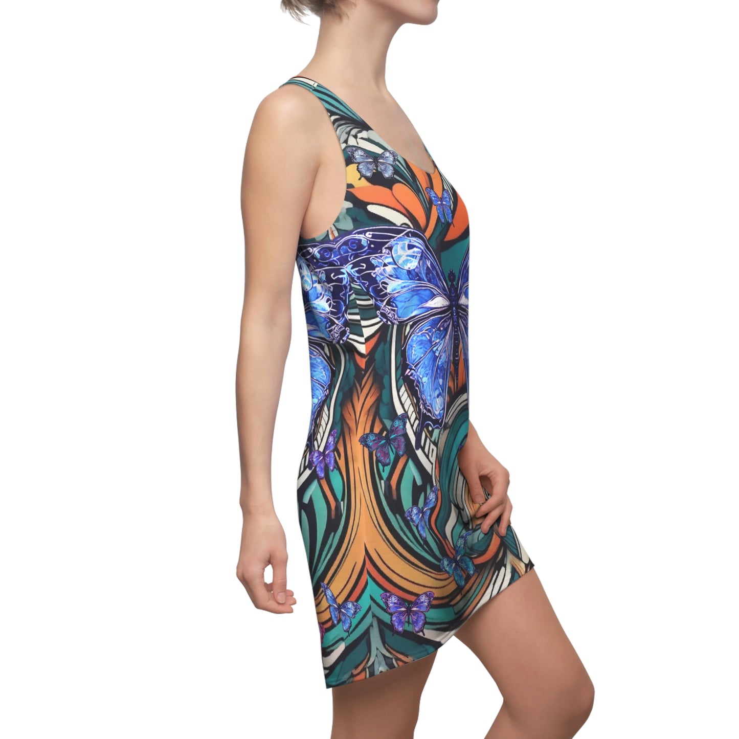 Women's Cut & Sew Racerback Dress - Butterflies