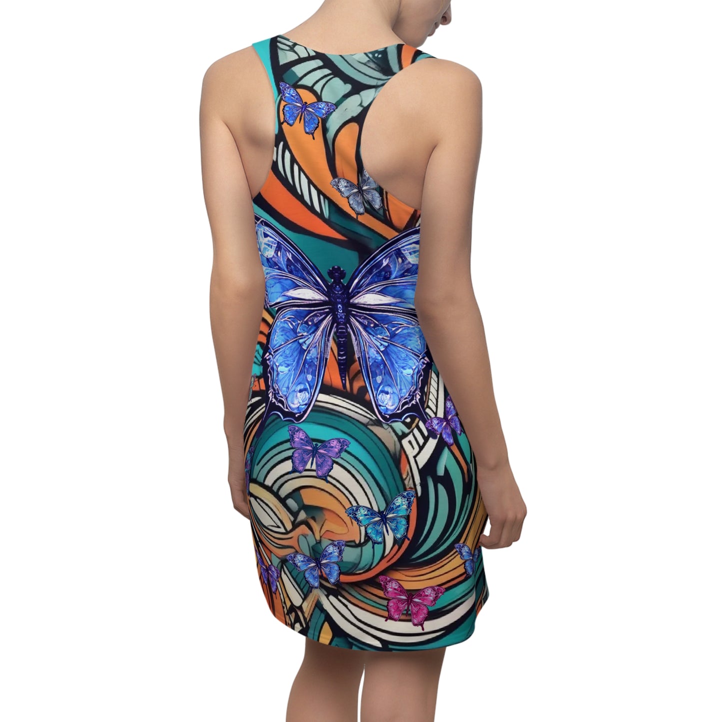 Women's Cut & Sew Racerback Dress - Butterflies