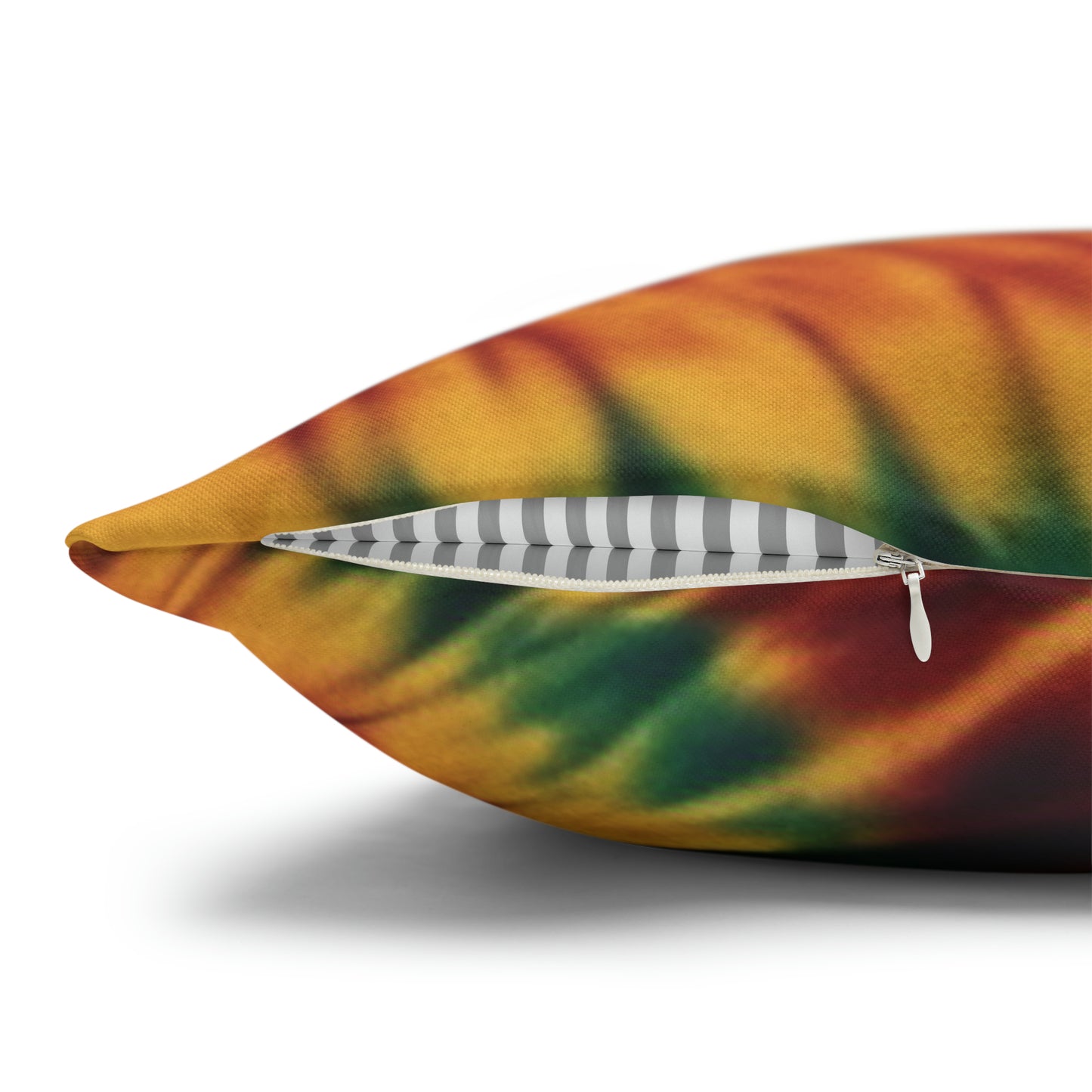 Spun Polyester Square Pillowcase Orange/Green Tie Dye