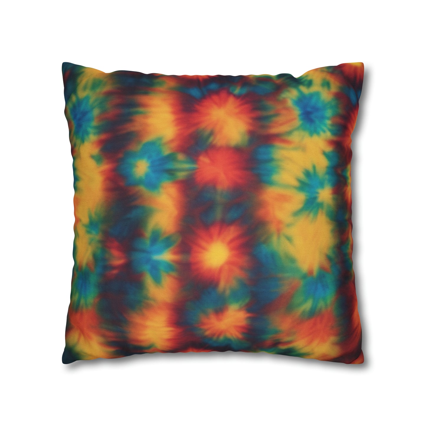 Spun Polyester Square Pillowcase Floral Tie Dye