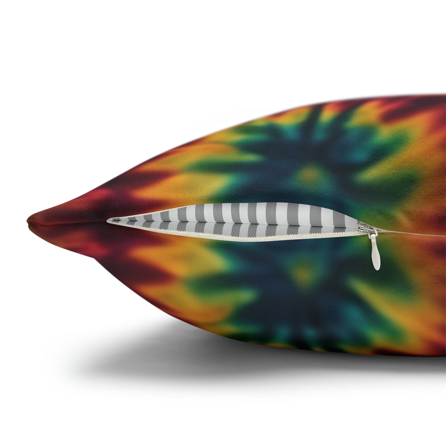 Spun Polyester Square Pillowcase Orange/Green Leaves