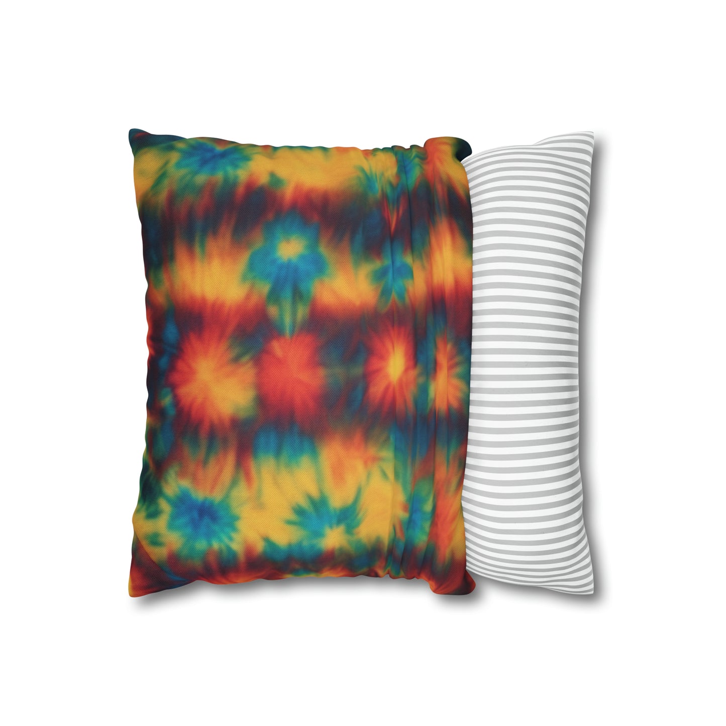 Spun Polyester Square Pillowcase Floral Tie Dye