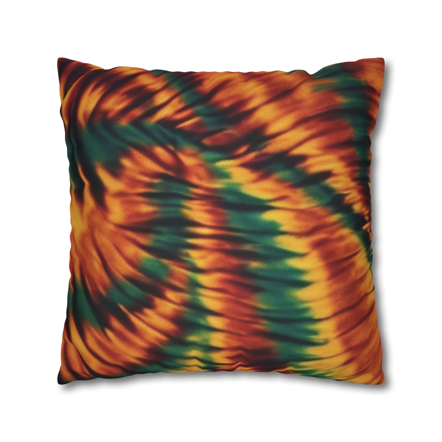 Spun Polyester Square Pillowcase Orange/Green Tie Dye