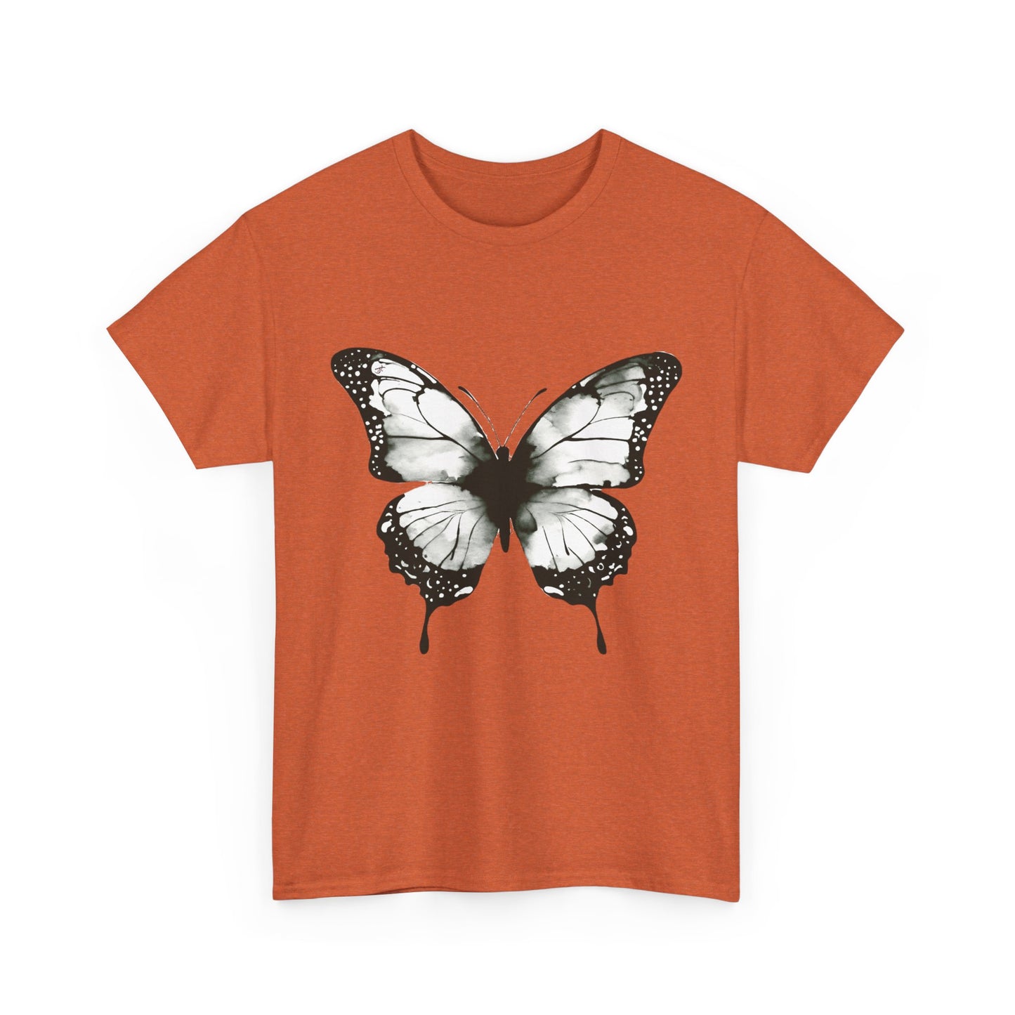 Unisex Heavy Cotton Tee - Butterfly Tee Shirt - Black & White