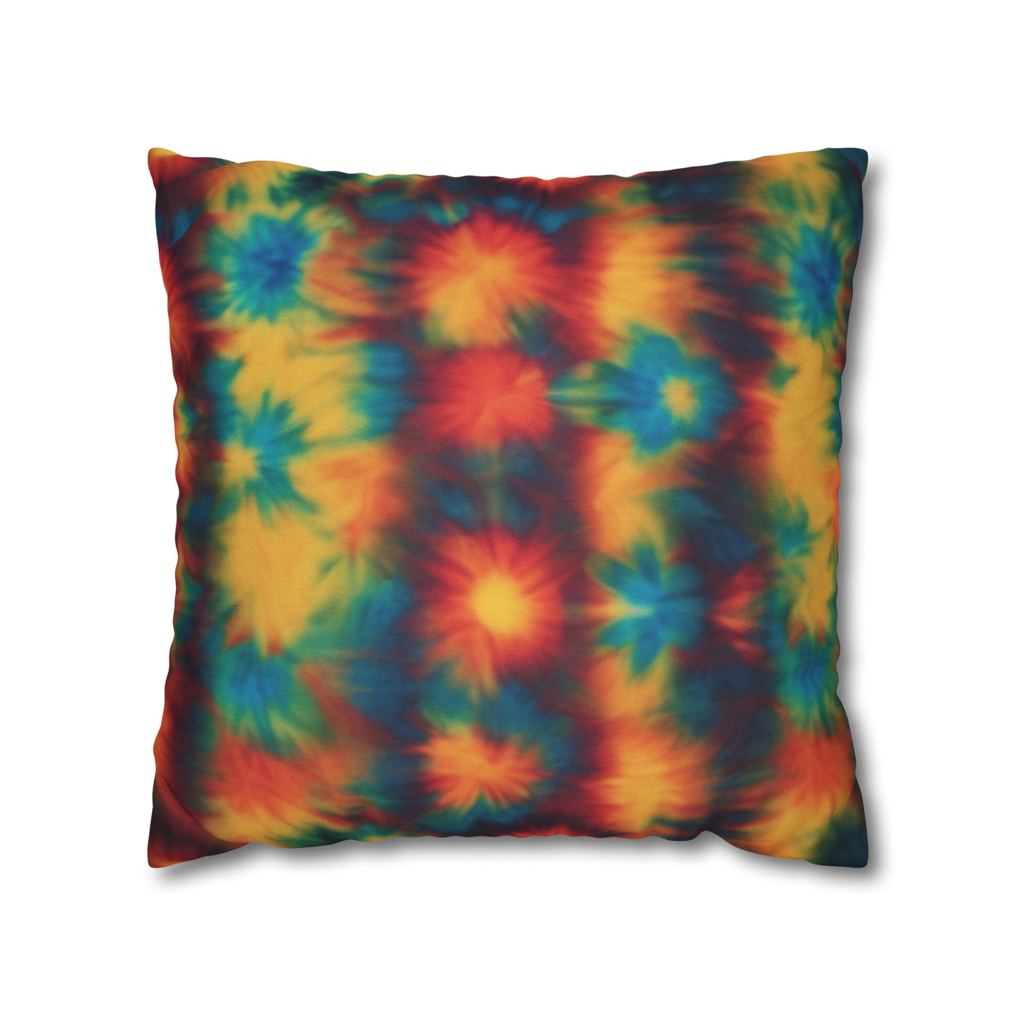 Spun Polyester Square Pillowcase Floral Tie Dye