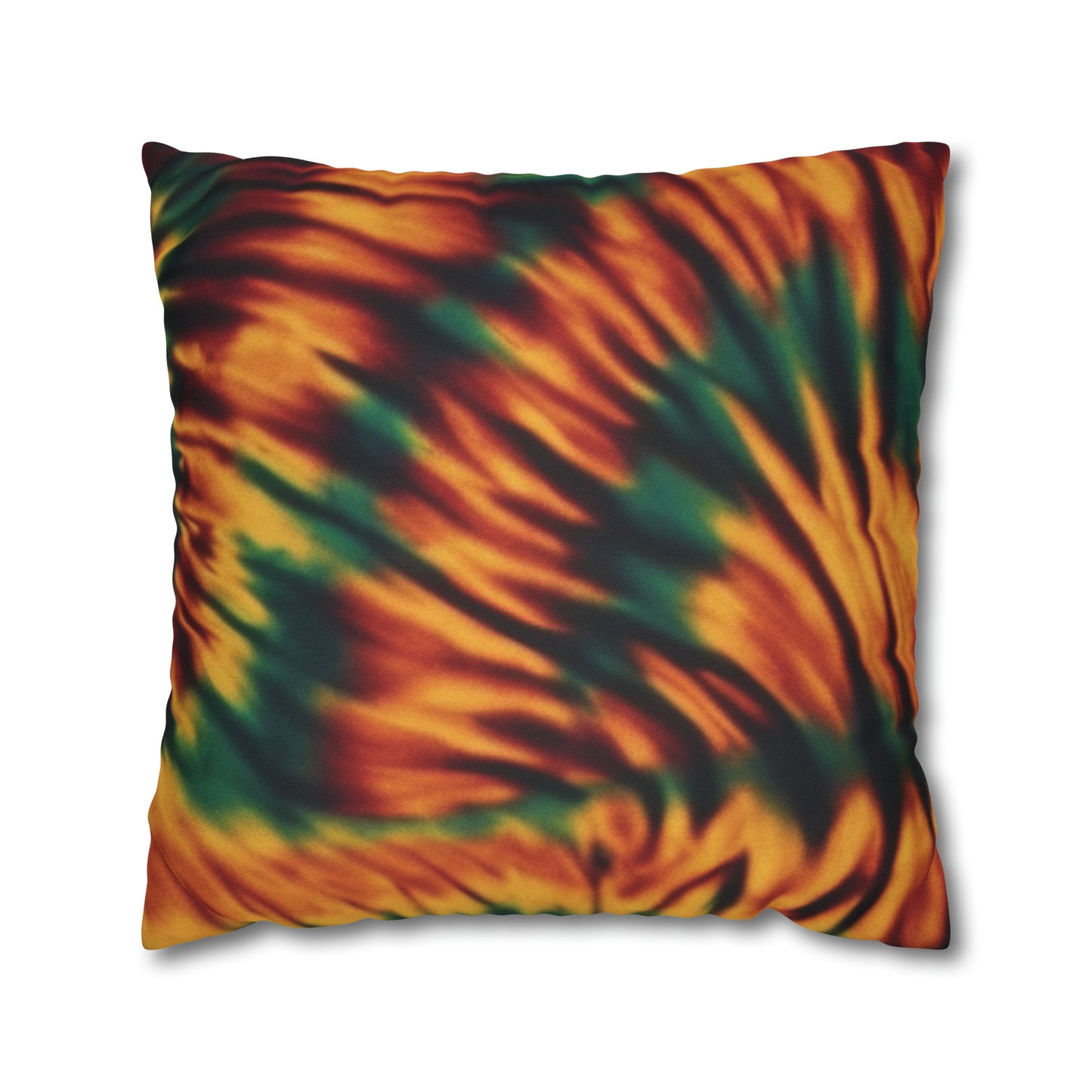 Spun Polyester Square Pillowcase Orange/Green Tie Dye