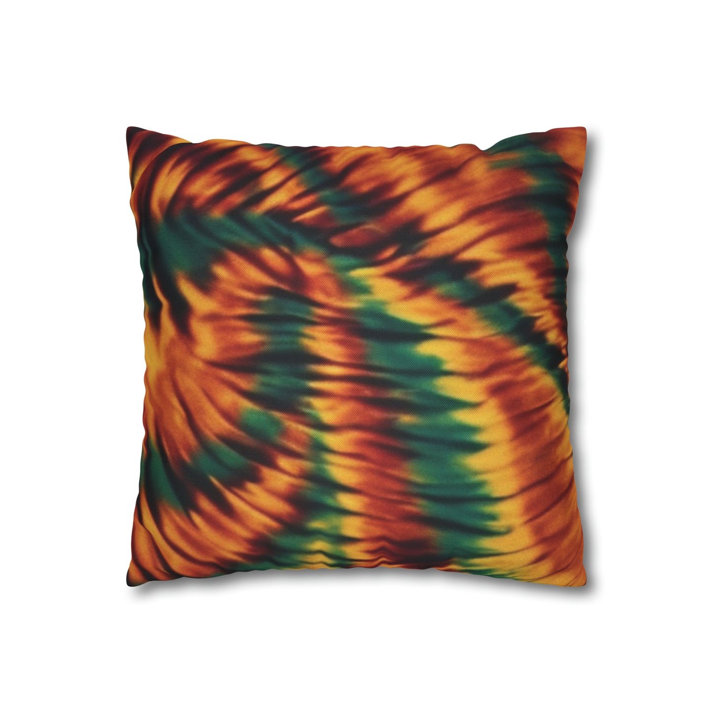 Spun Polyester Square Pillowcase Orange/Green Tie Dye