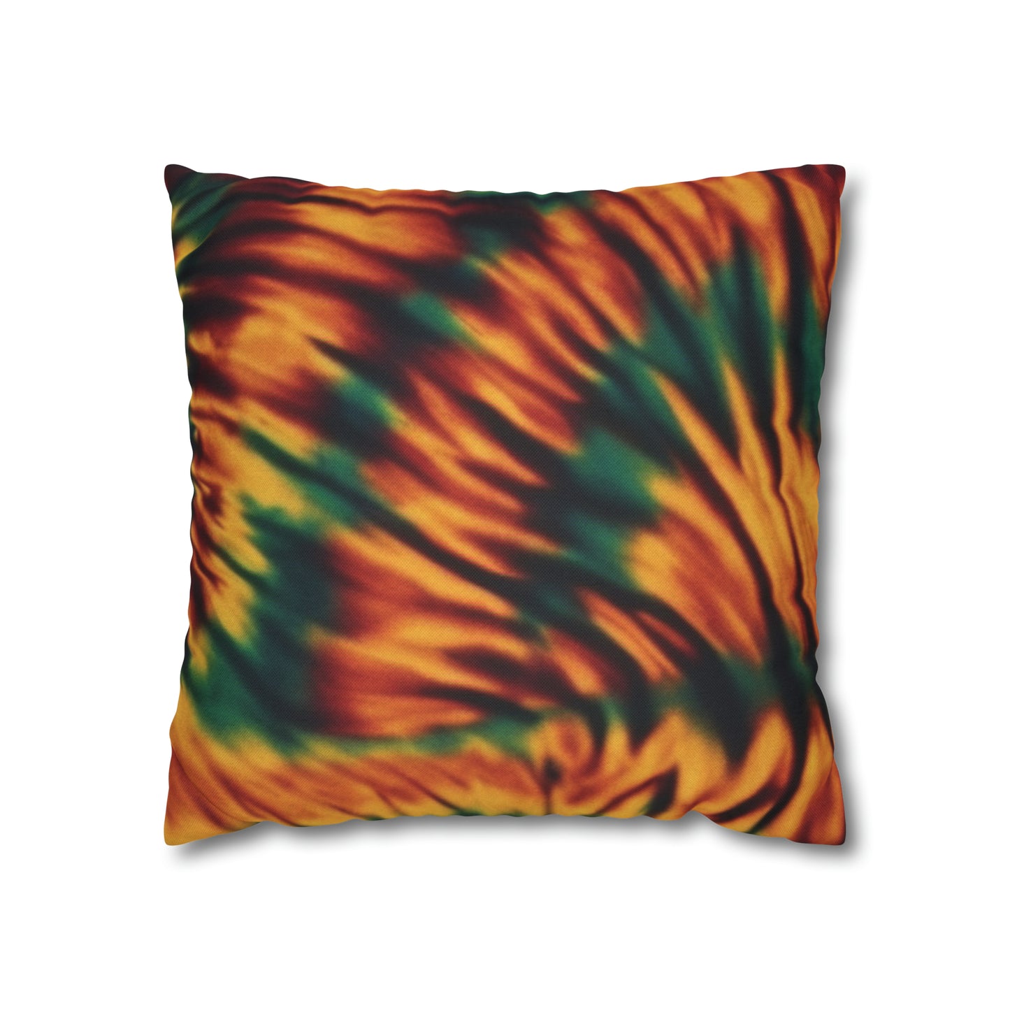 Spun Polyester Square Pillowcase Orange/Green Tie Dye