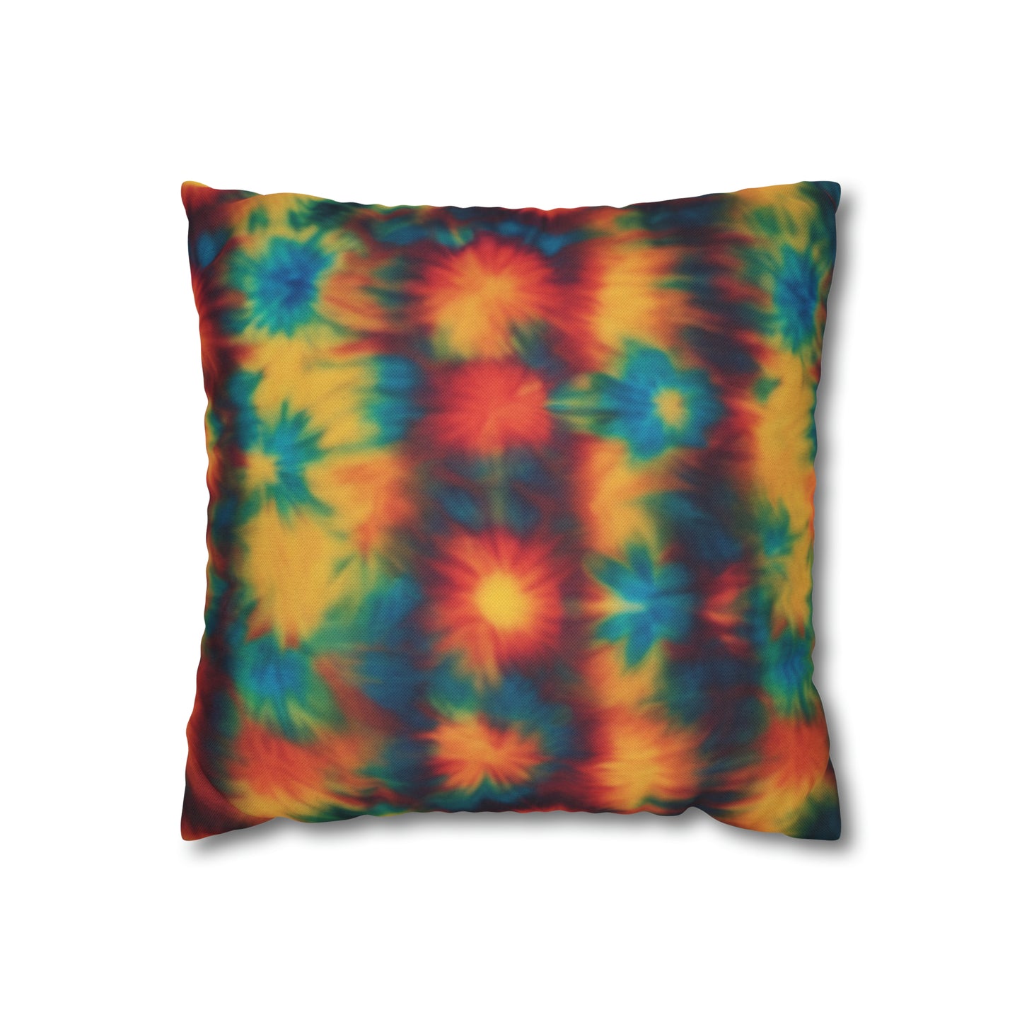 Spun Polyester Square Pillowcase Floral Tie Dye