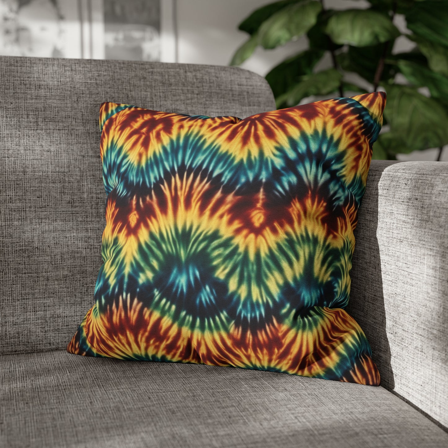 Spun Polyester Square Pillowcase Tie Dye Multi