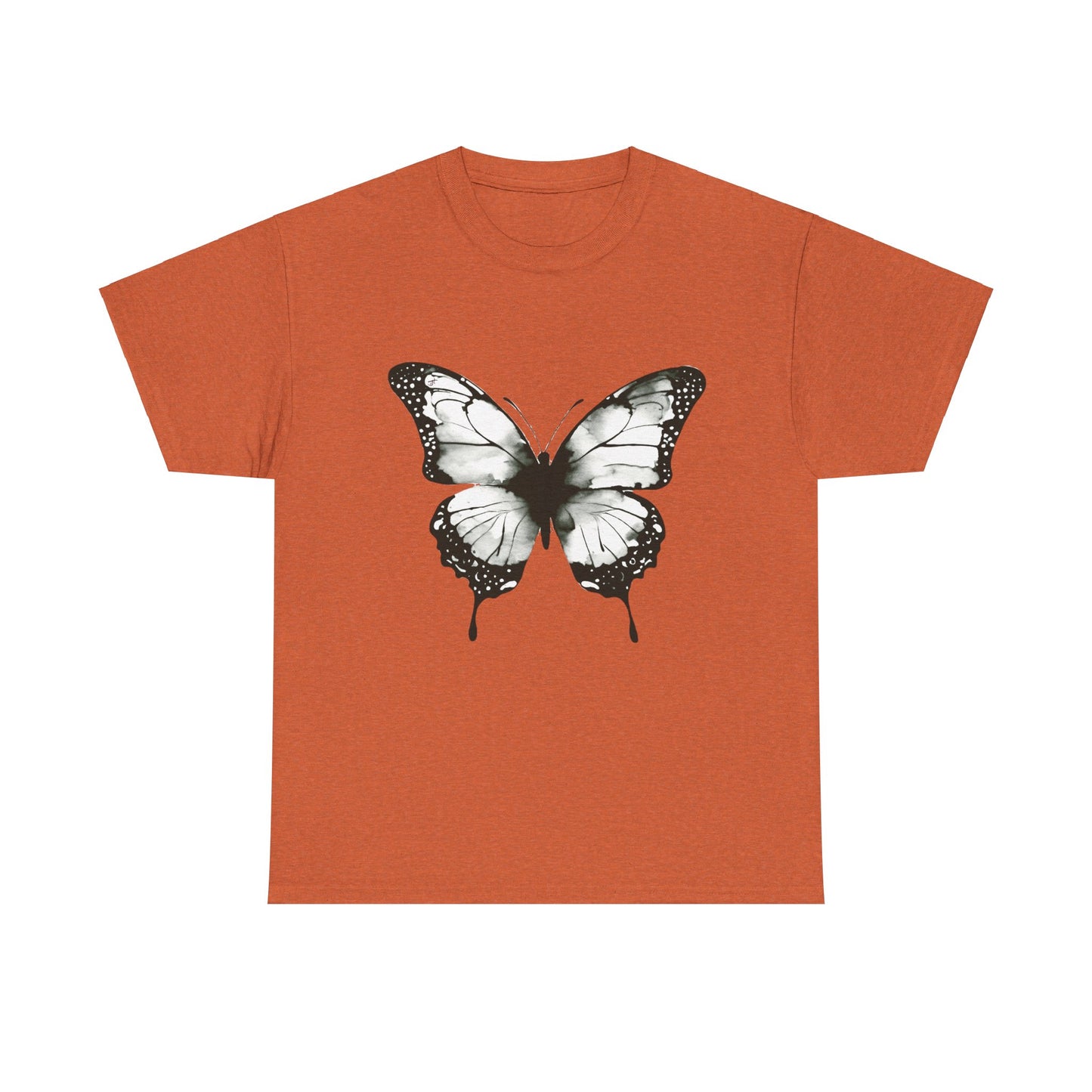Unisex Heavy Cotton Tee - Butterfly Tee Shirt - Black & White