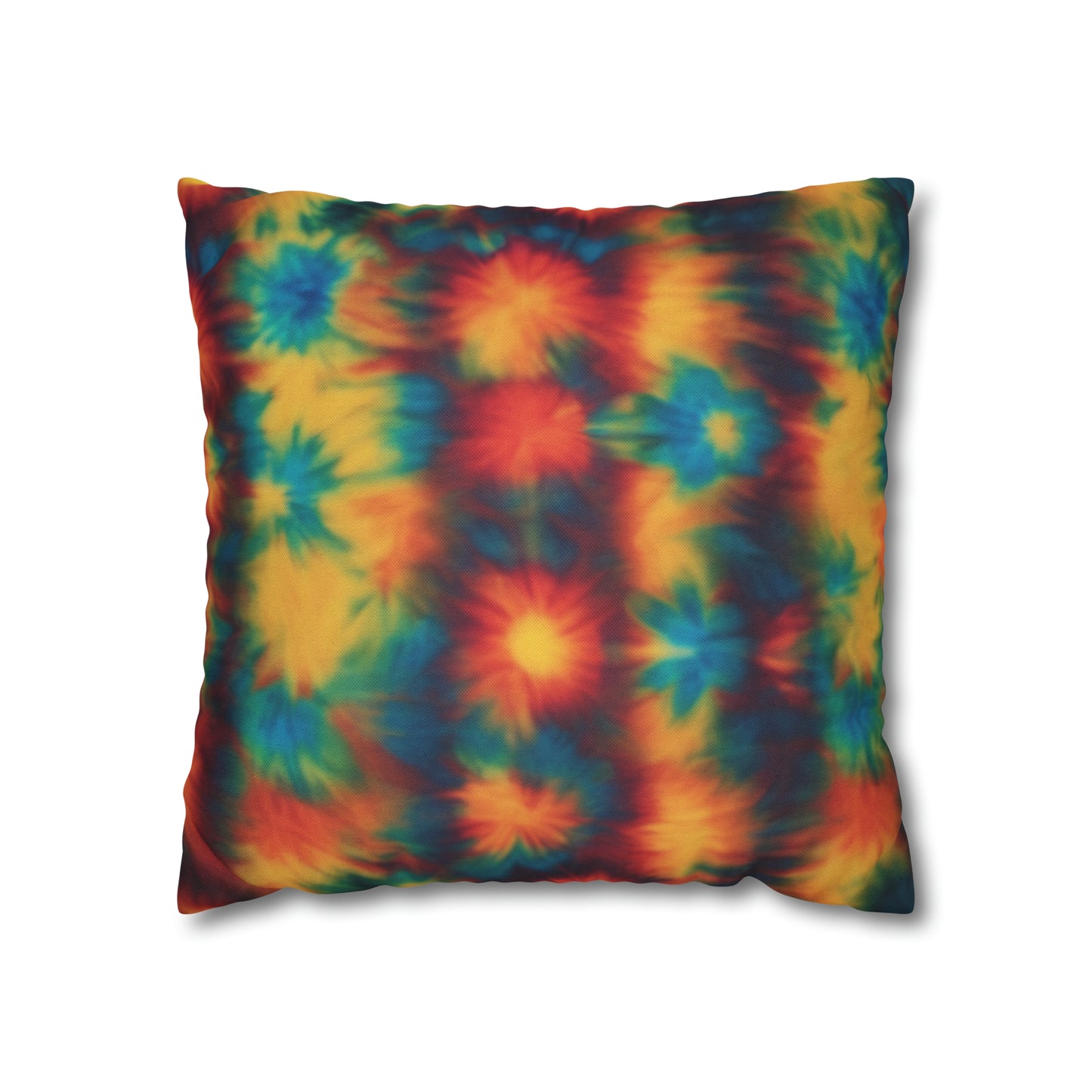 Spun Polyester Square Pillowcase Floral Tie Dye