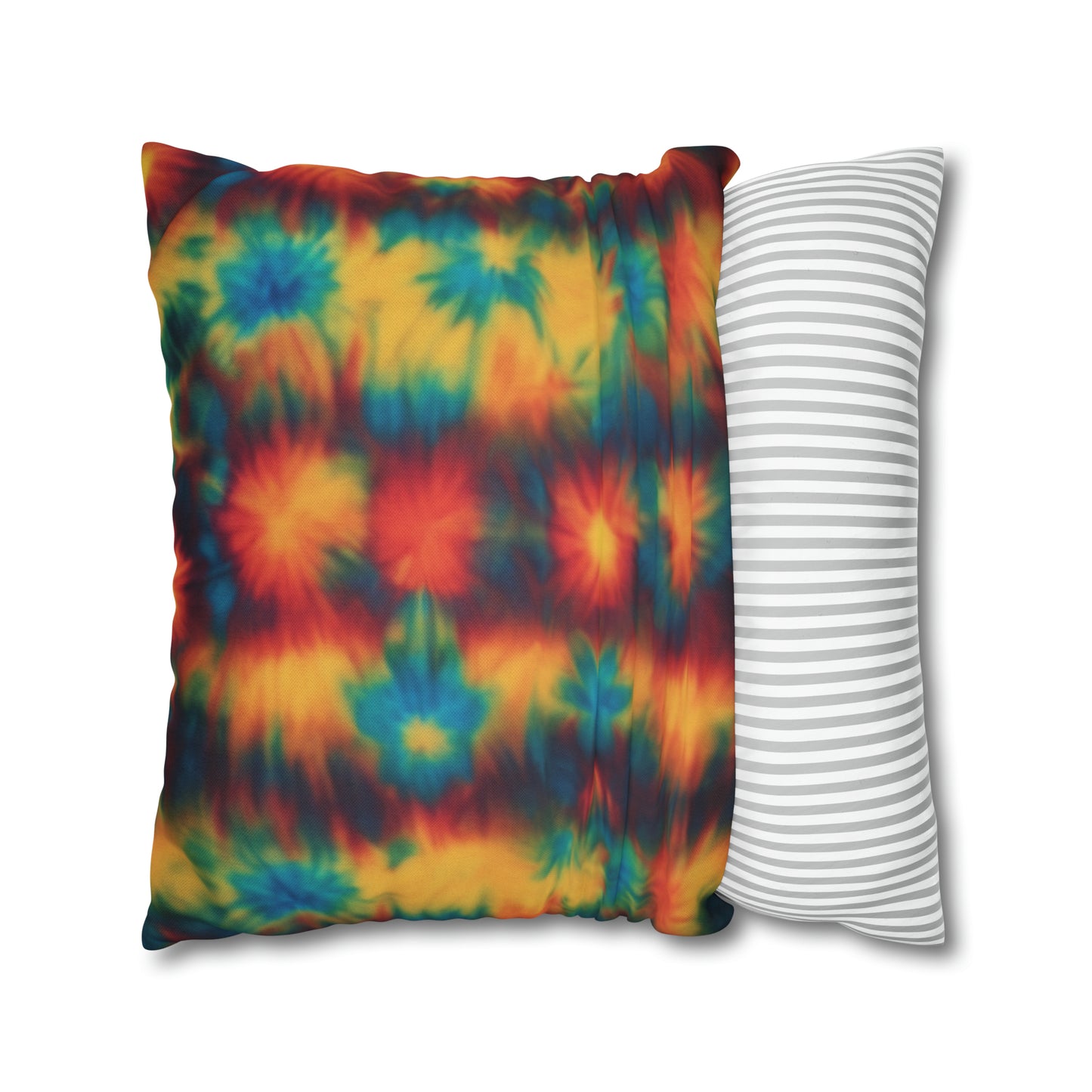 Spun Polyester Square Pillowcase Floral Tie Dye