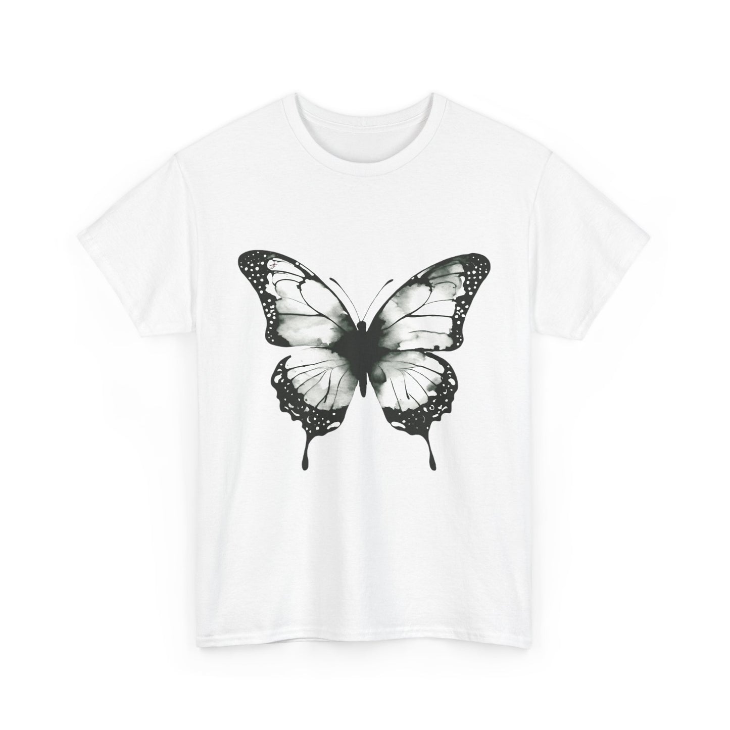 Unisex Heavy Cotton Tee - Butterfly Tee Shirt - Black & White