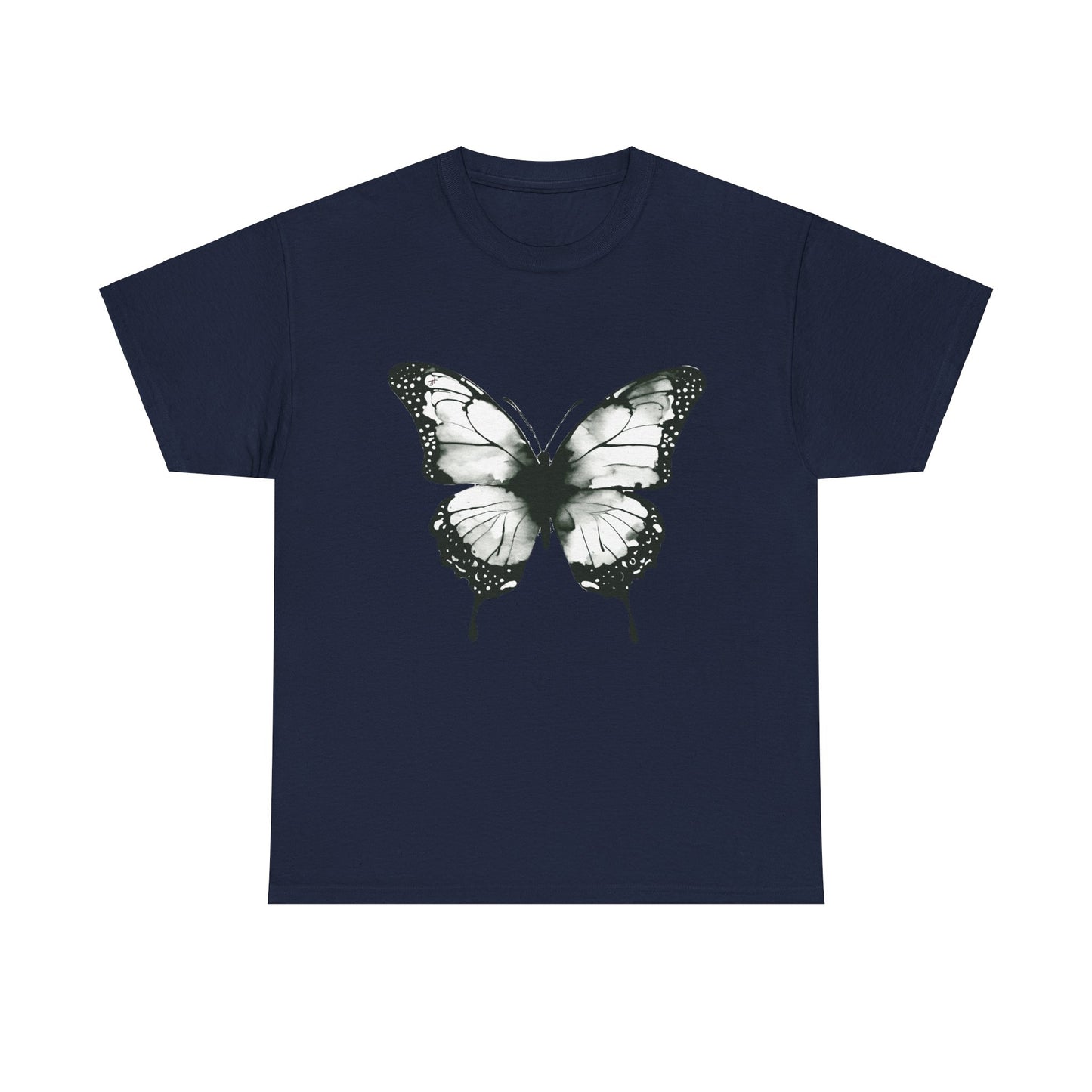 Unisex Heavy Cotton Tee - Butterfly Tee Shirt - Black & White