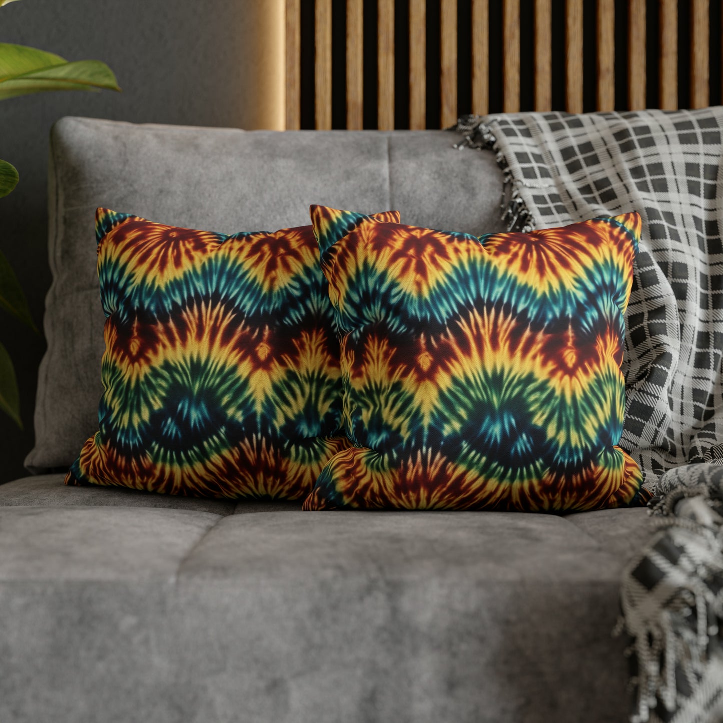 Spun Polyester Square Pillowcase Tie Dye Multi
