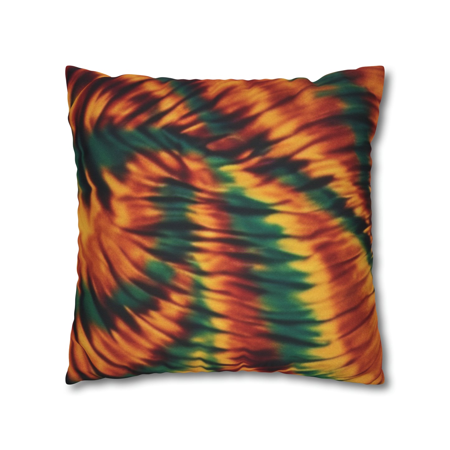 Spun Polyester Square Pillowcase Orange/Green Tie Dye