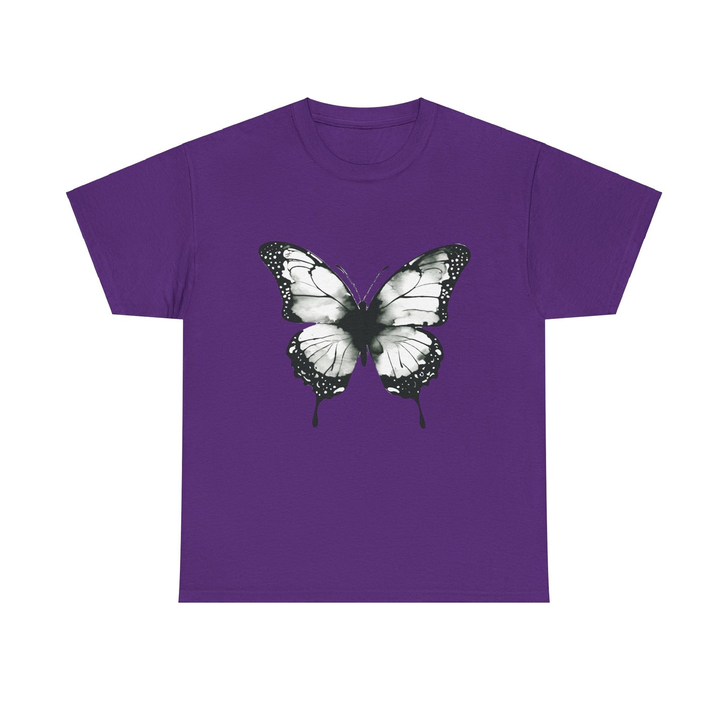 Unisex Heavy Cotton Tee - Butterfly Tee Shirt - Black & White