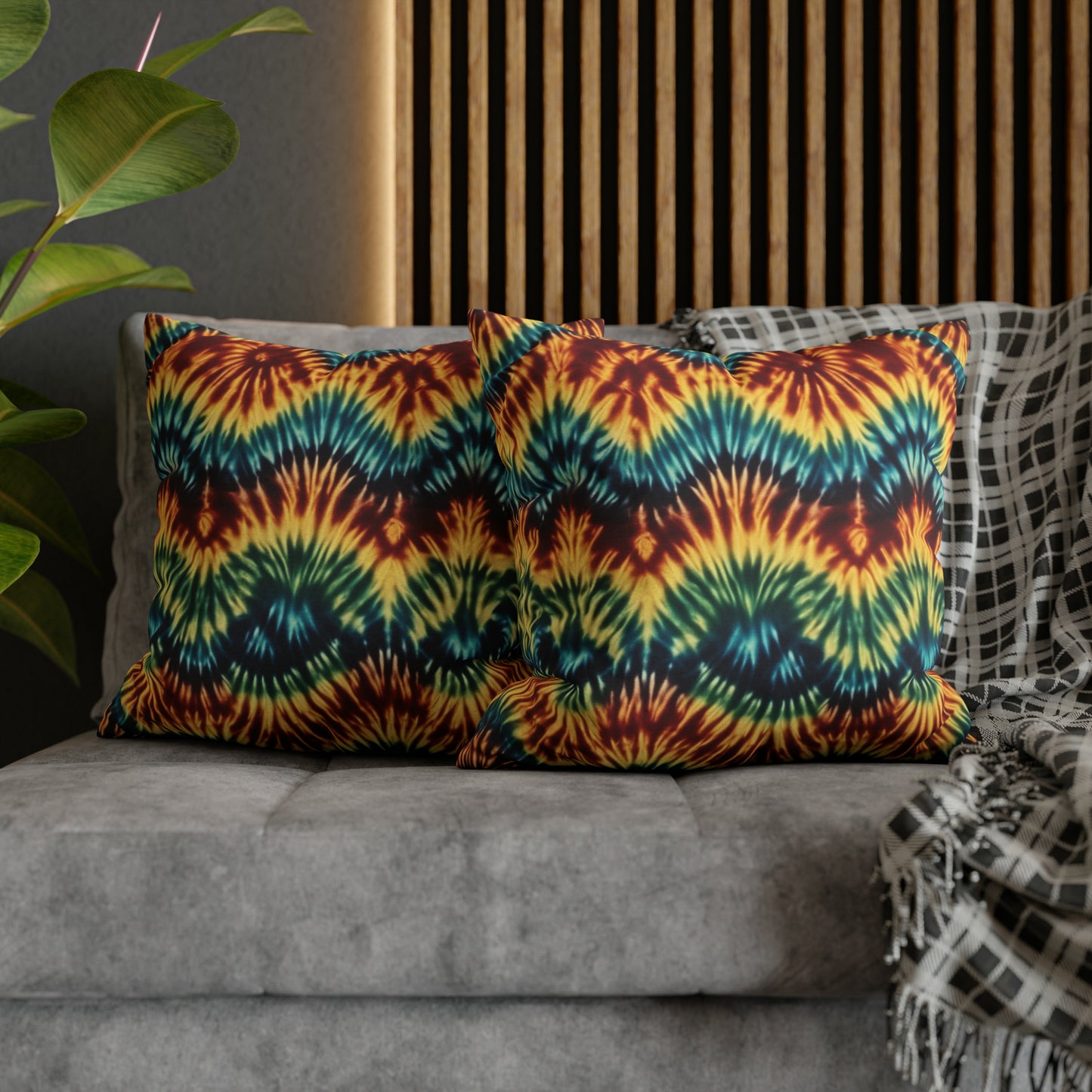 Spun Polyester Square Pillowcase Tie Dye Multi