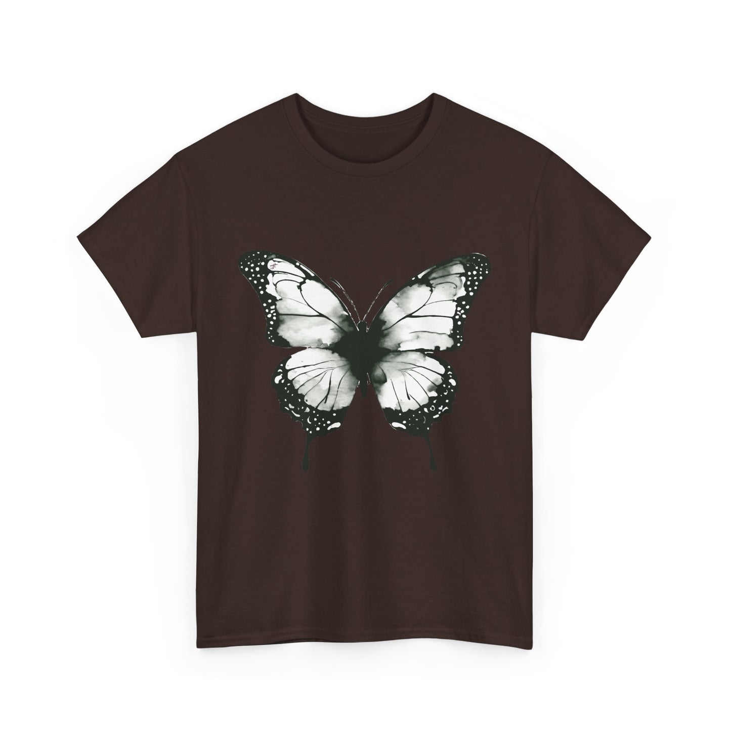 Unisex Heavy Cotton Tee - Butterfly Tee Shirt - Black & White