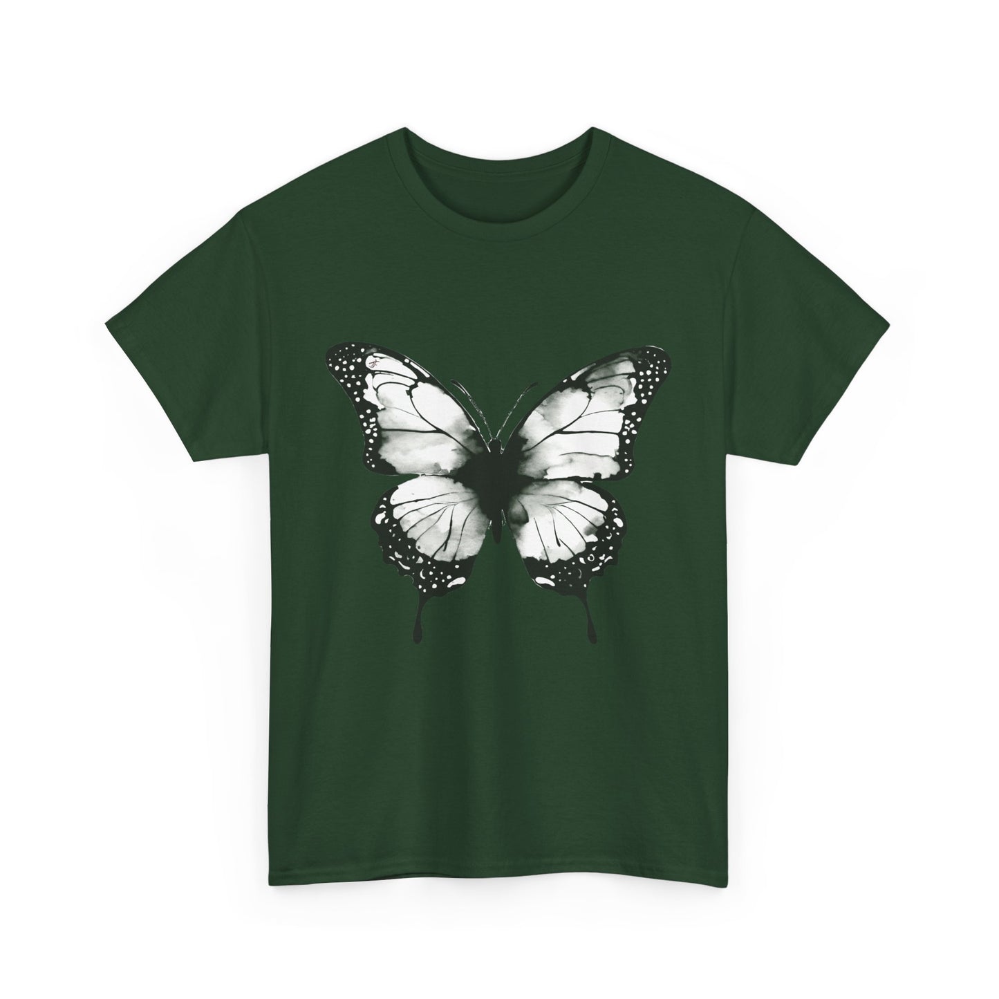 Unisex Heavy Cotton Tee - Butterfly Tee Shirt - Black & White