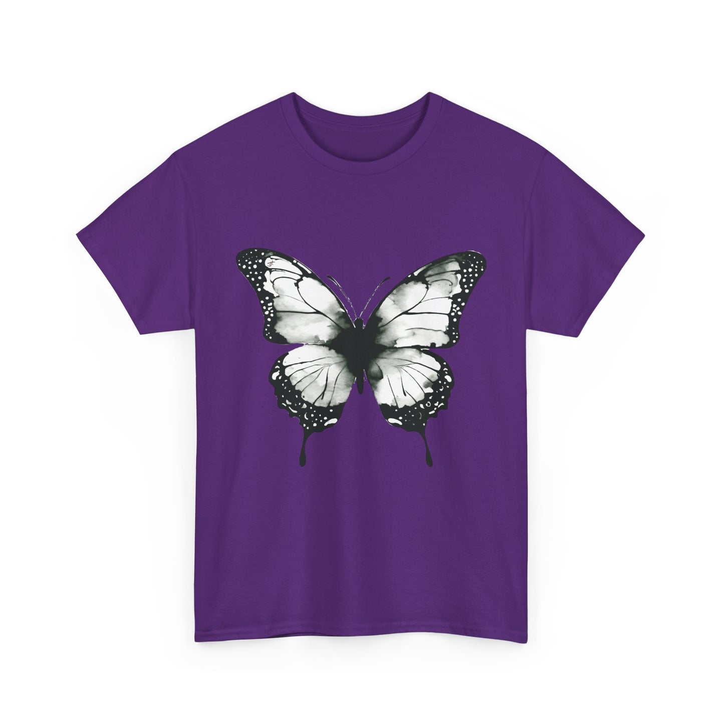 Unisex Heavy Cotton Tee - Butterfly Tee Shirt - Black & White
