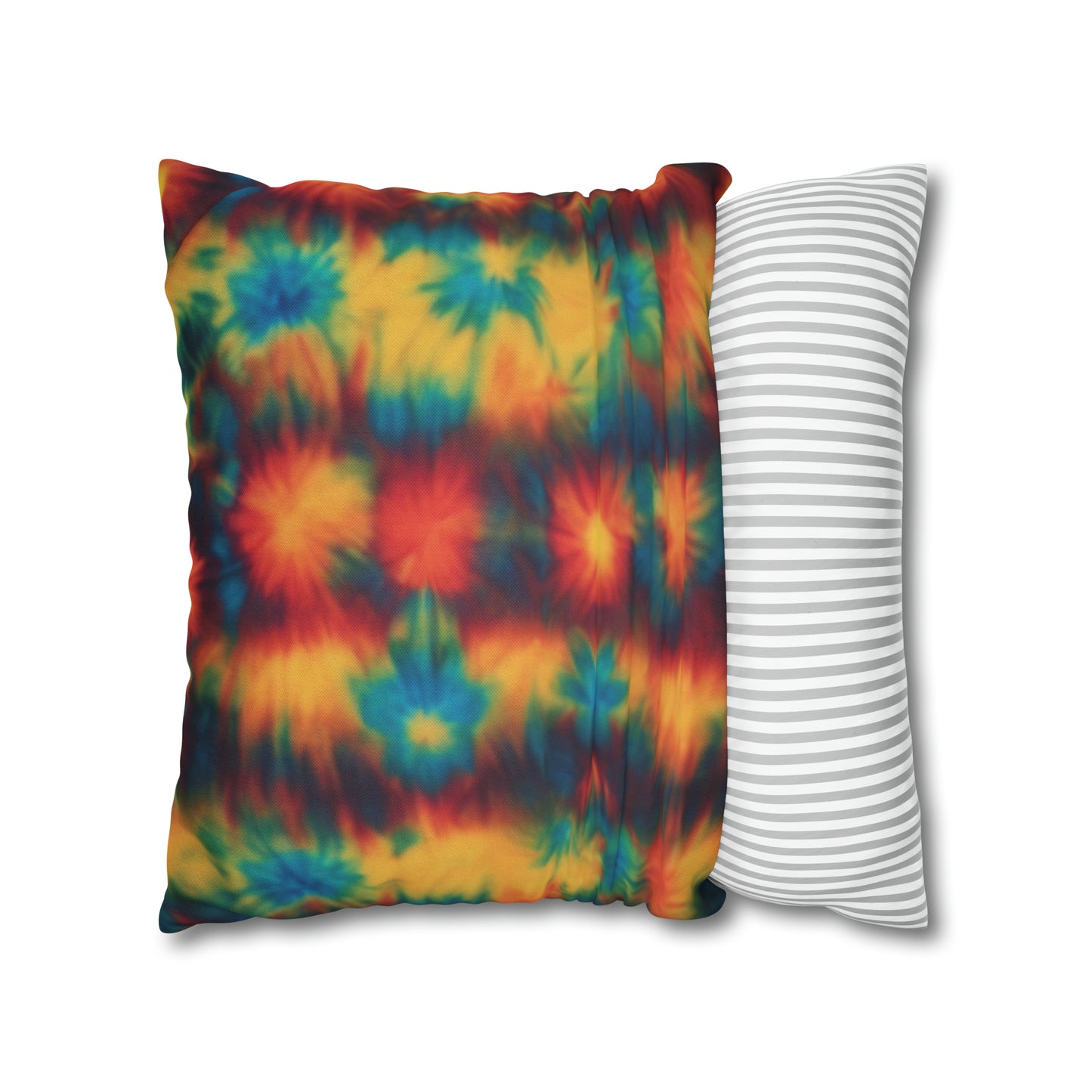 Spun Polyester Square Pillowcase Floral Tie Dye