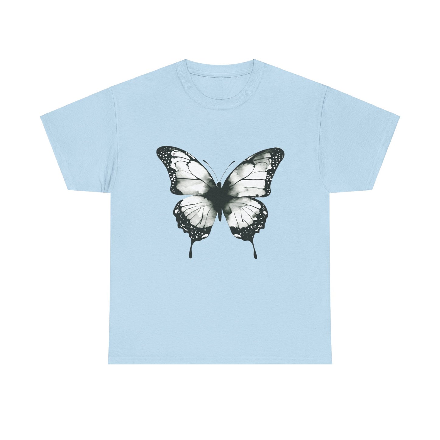Unisex Heavy Cotton Tee - Butterfly Tee Shirt - Black & White