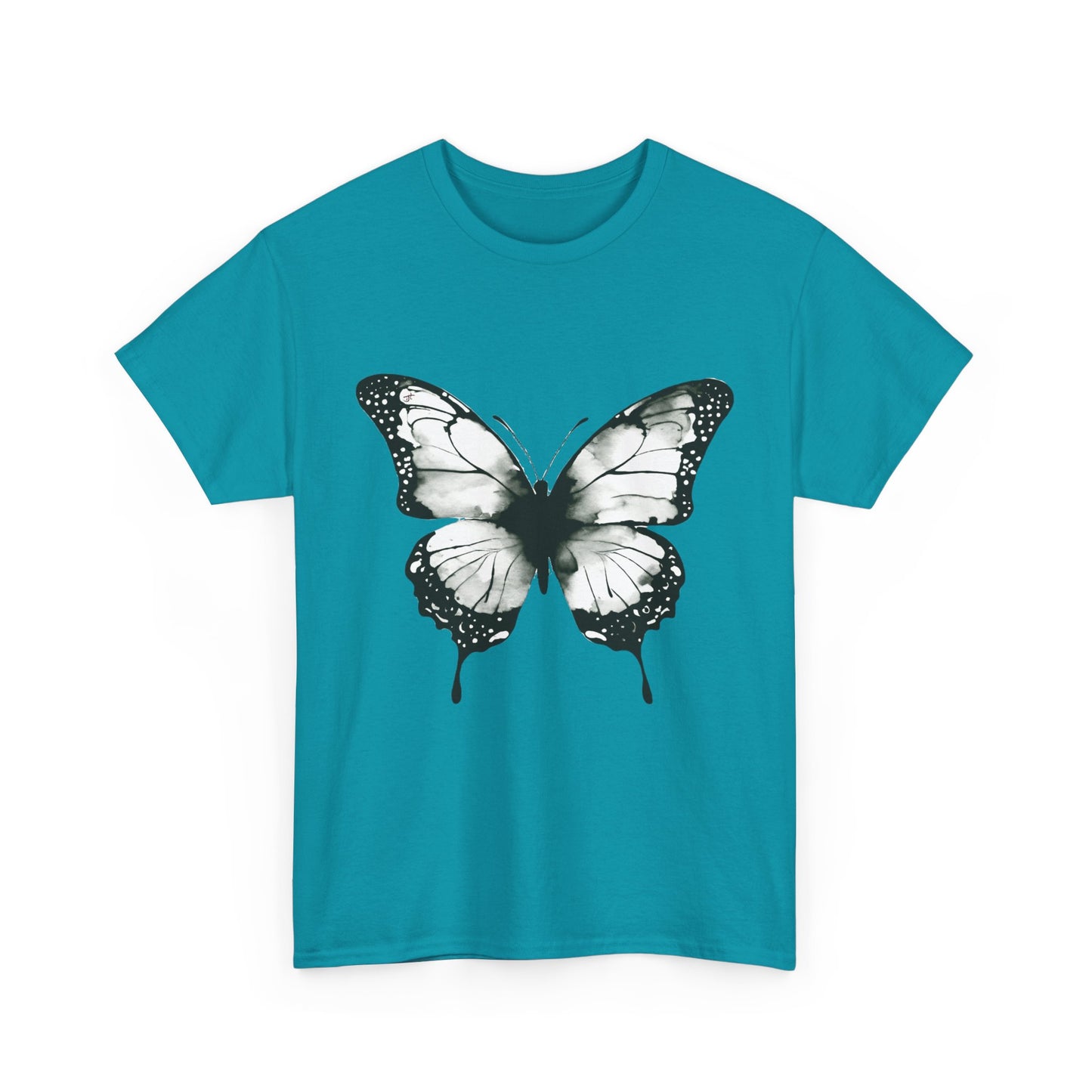 Unisex Heavy Cotton Tee - Butterfly Tee Shirt - Black & White