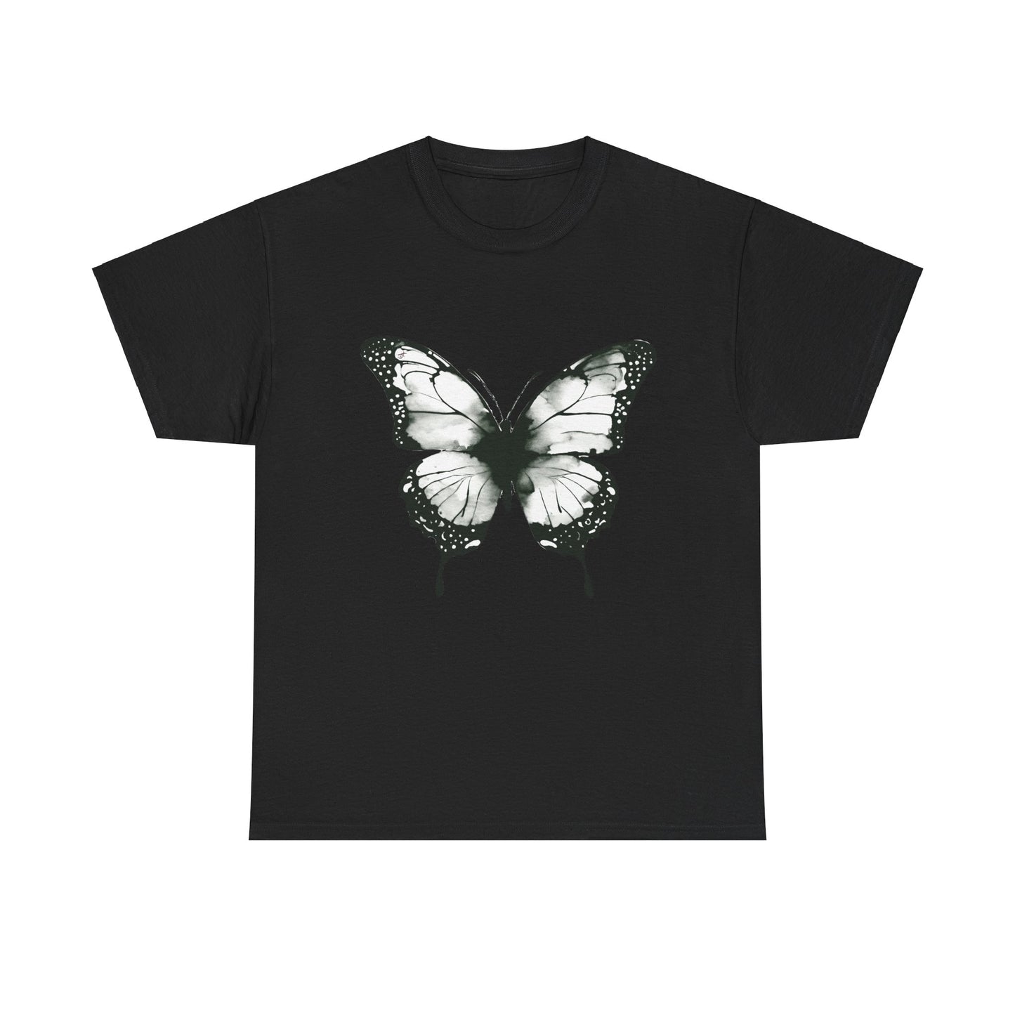 Unisex Heavy Cotton Tee - Butterfly Tee Shirt - Black & White