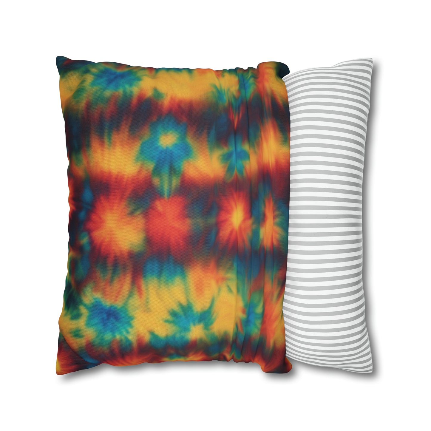 Spun Polyester Square Pillowcase Floral Tie Dye
