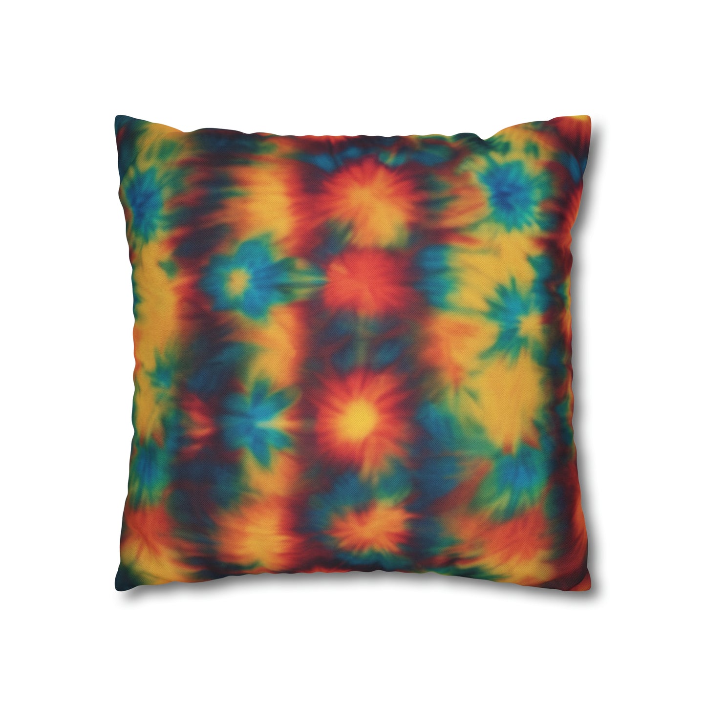 Spun Polyester Square Pillowcase Floral Tie Dye
