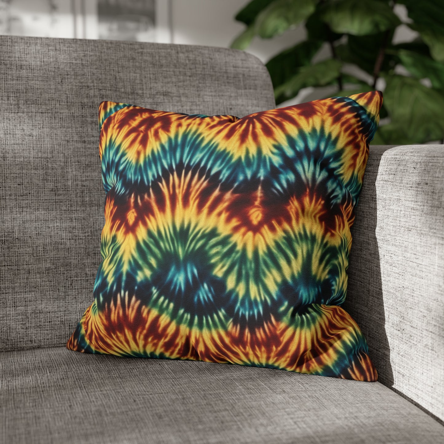 Spun Polyester Square Pillowcase Tie Dye Multi