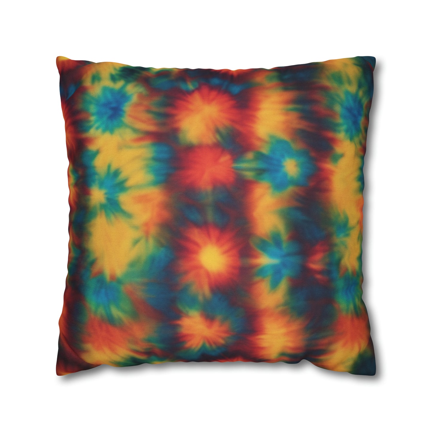 Spun Polyester Square Pillowcase Floral Tie Dye