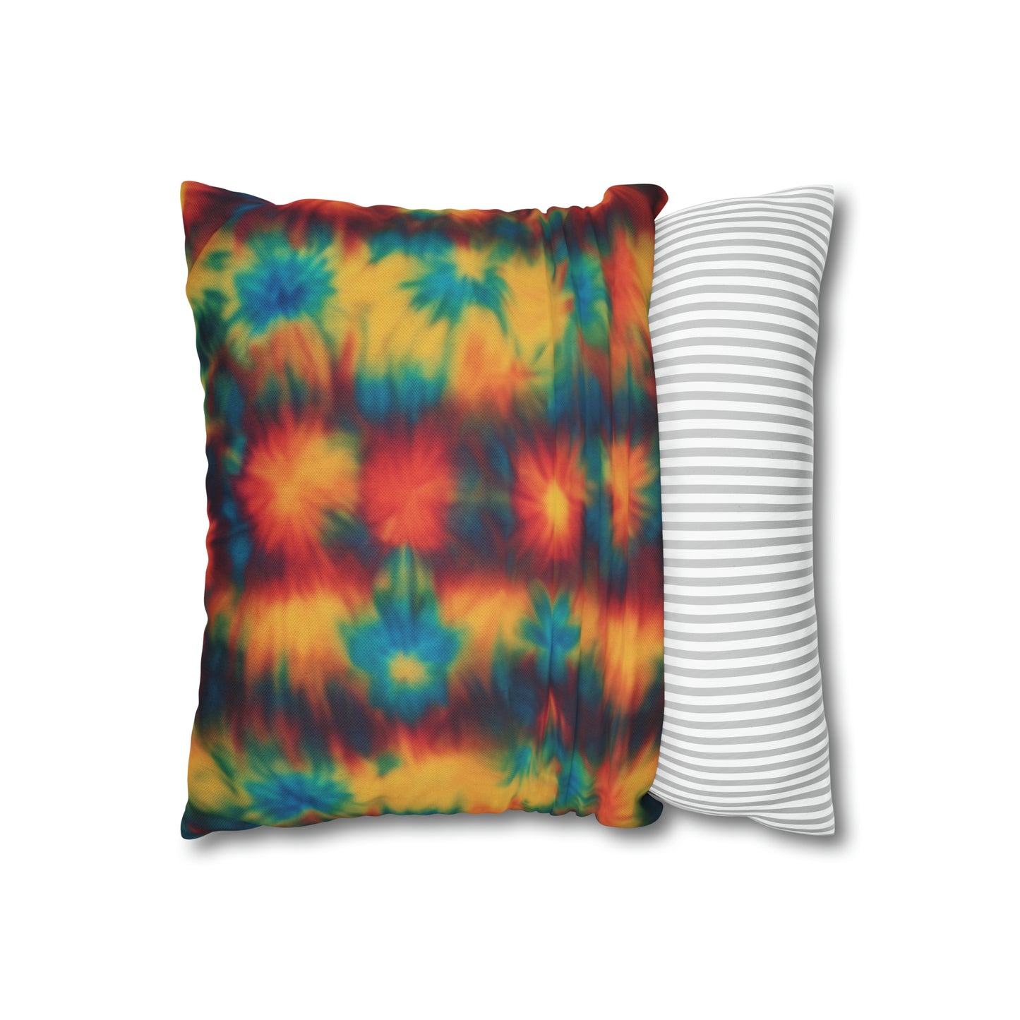 Spun Polyester Square Pillowcase Floral Tie Dye