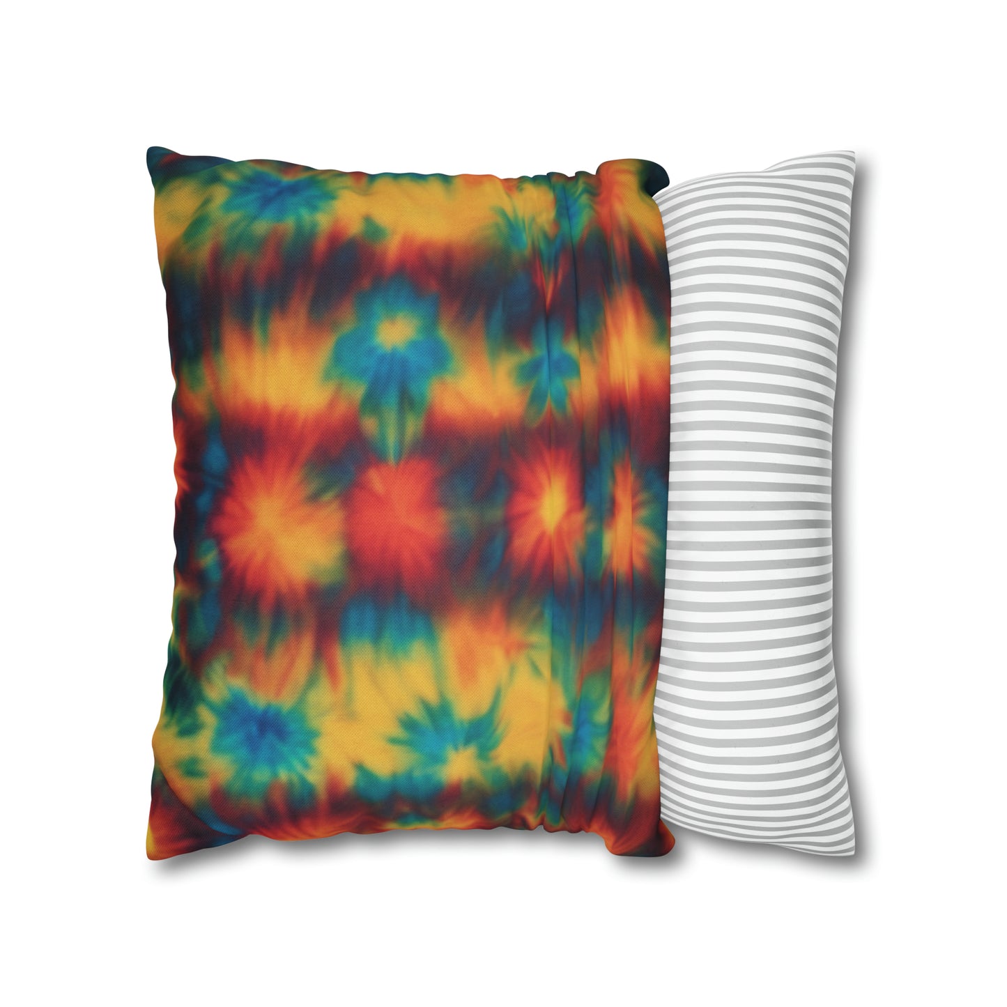 Spun Polyester Square Pillowcase Floral Tie Dye
